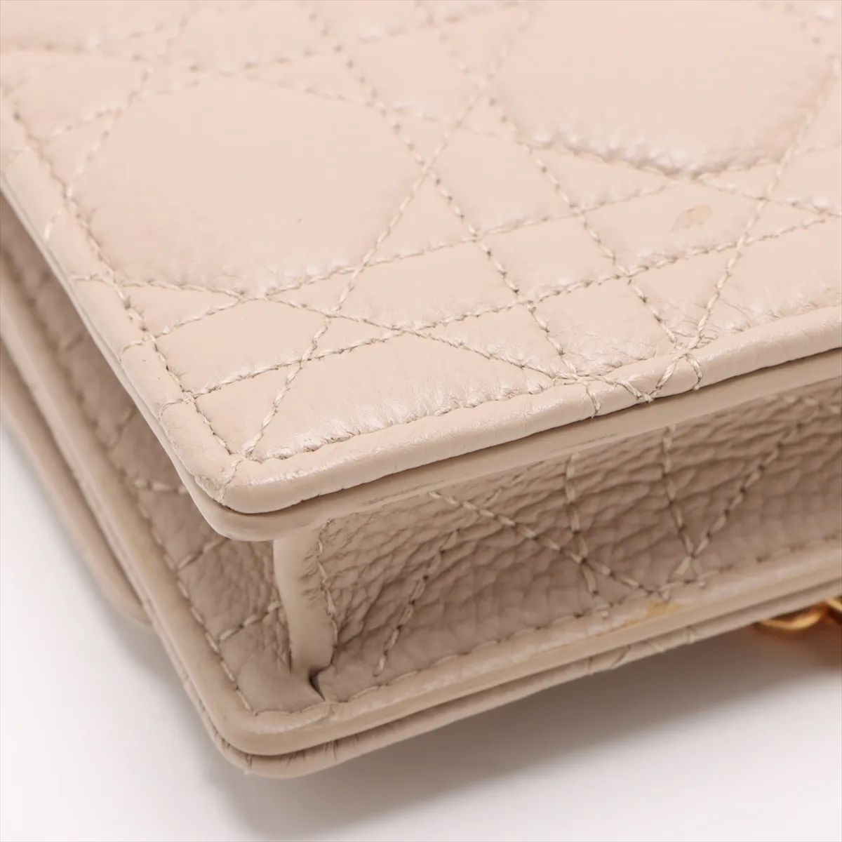 Cannage Caro Leather Chain Wallet Beige — view 12