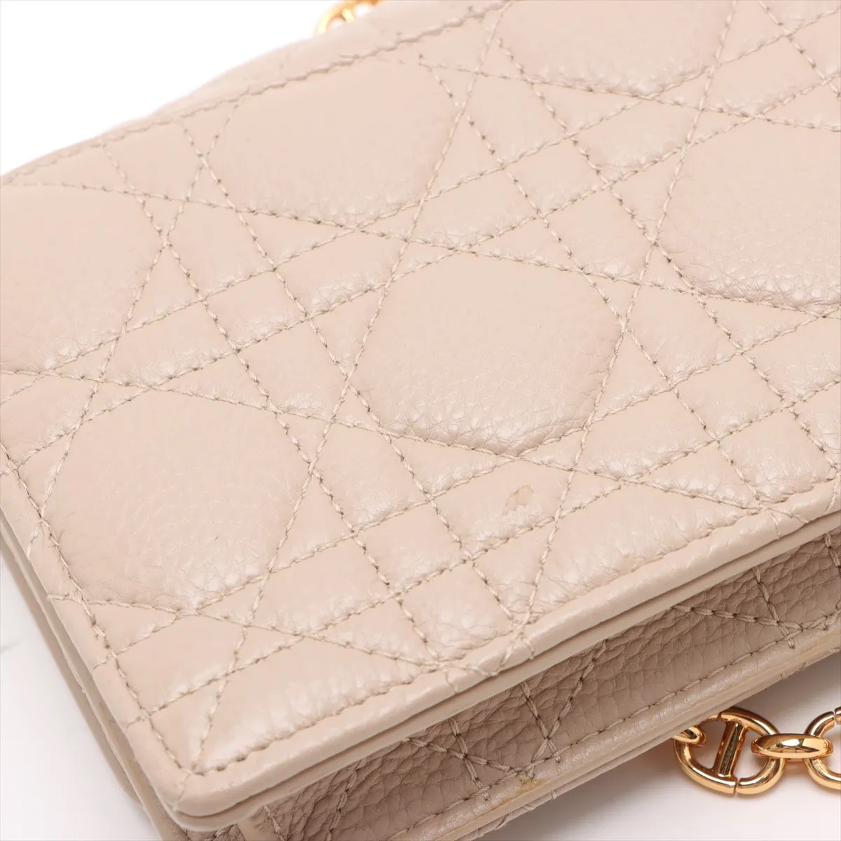 Cannage Caro Leather Chain Wallet Beige — view 13
