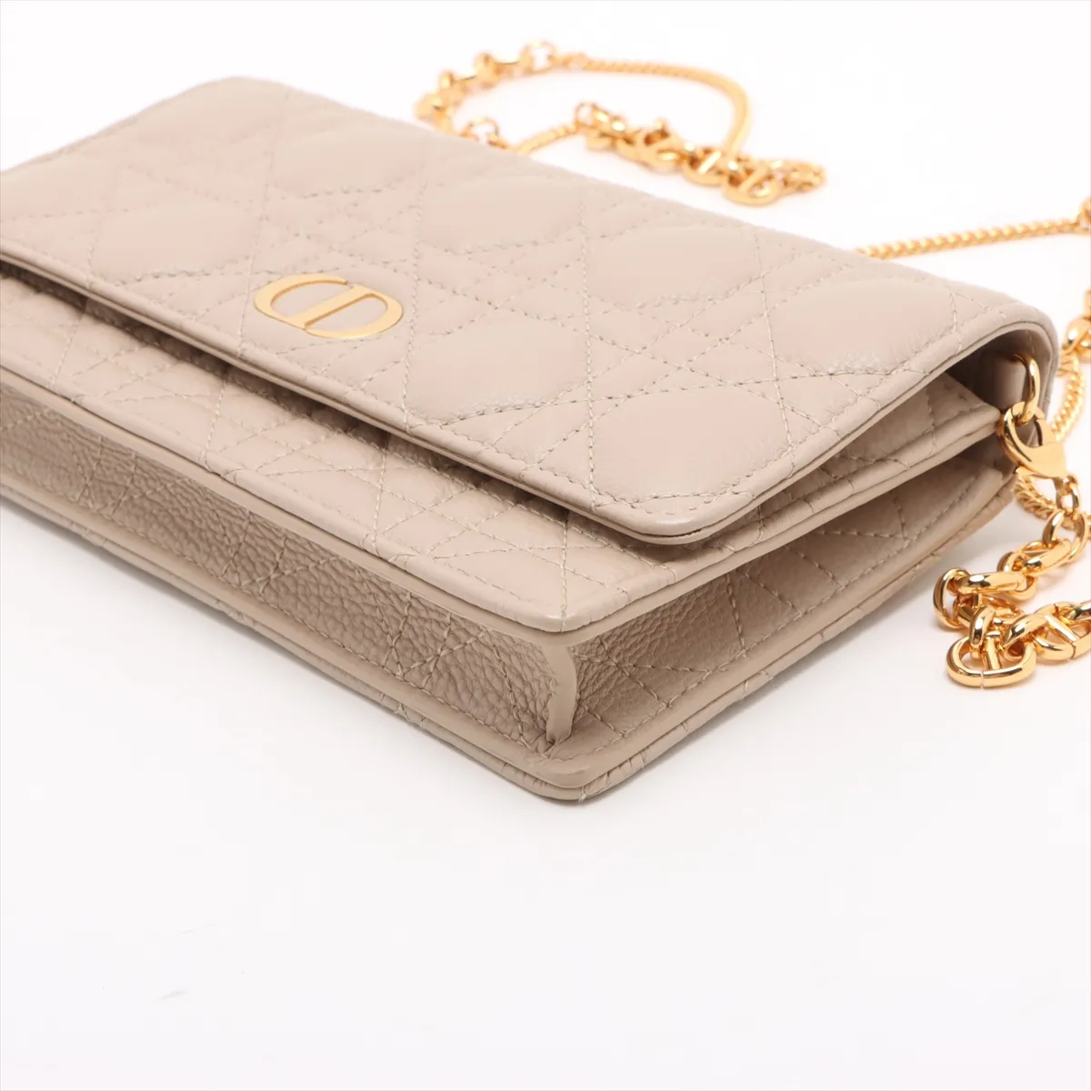 Cannage Caro Leather Chain Wallet Beige — view 3
