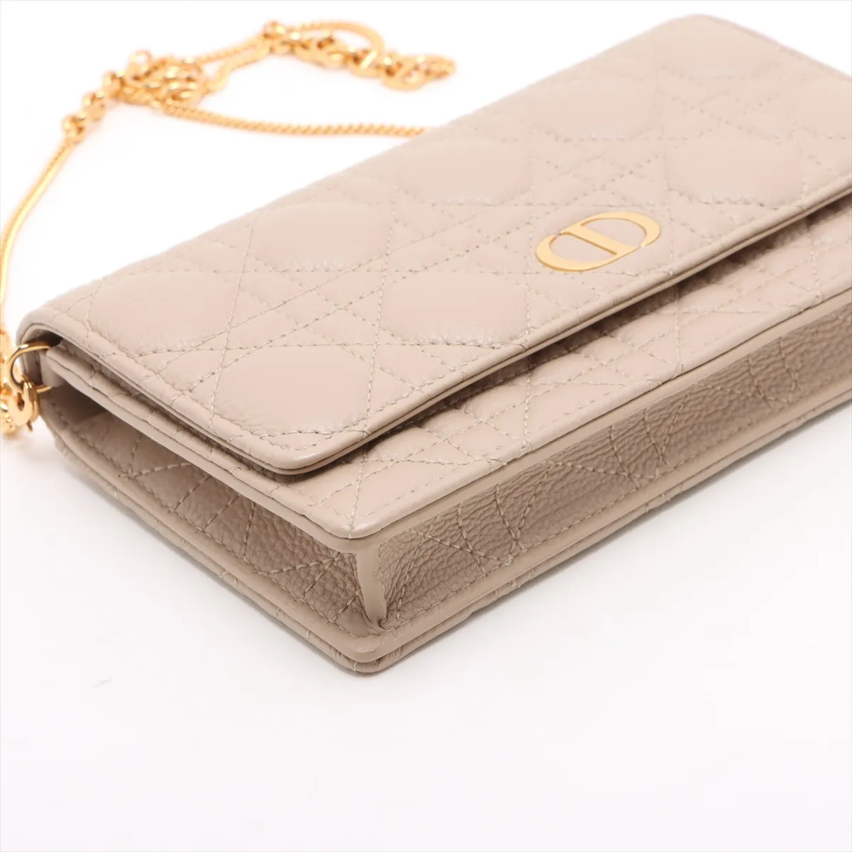Cannage Caro Leather Chain Wallet Beige — view 4