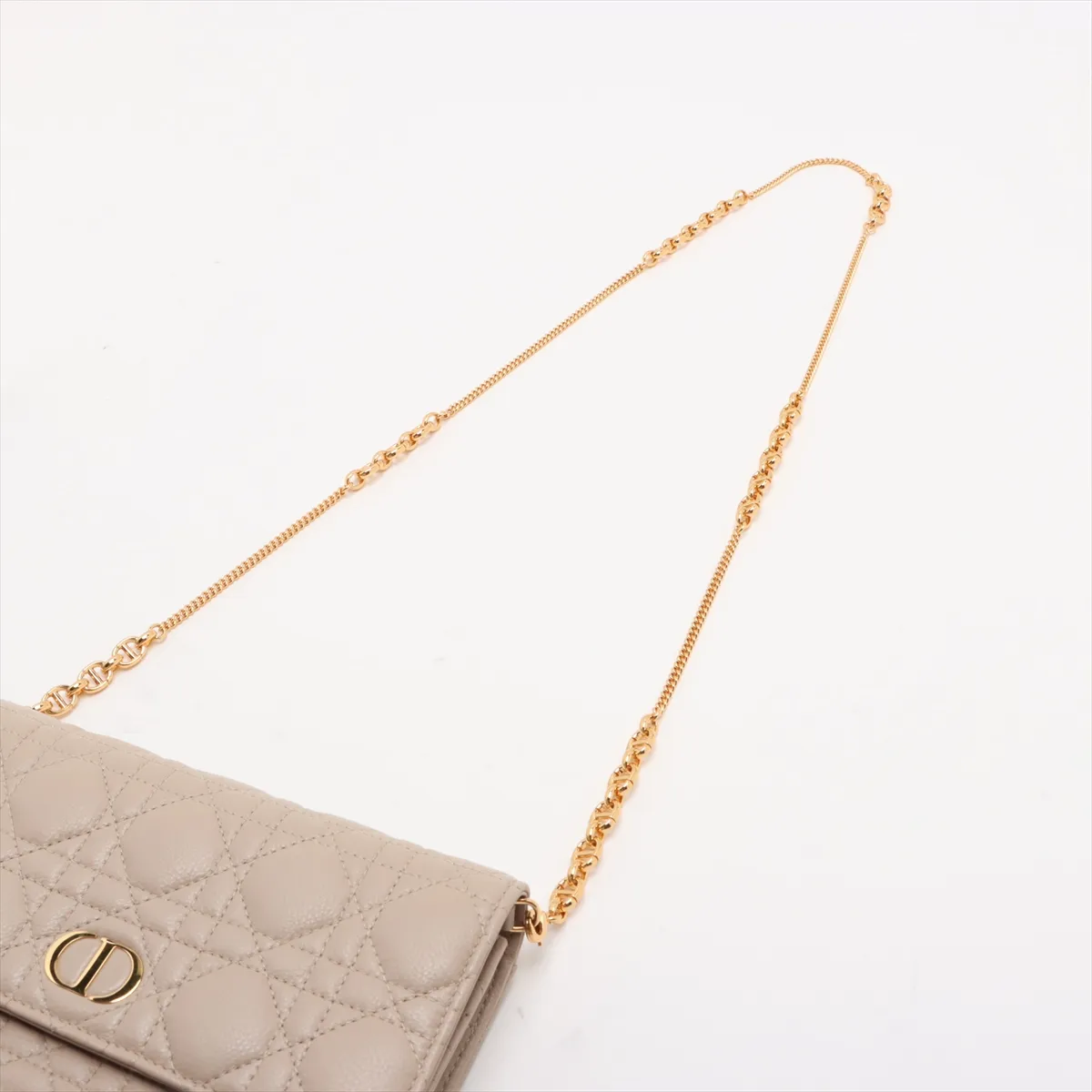 Cannage Caro Leather Chain Wallet Beige — view 5