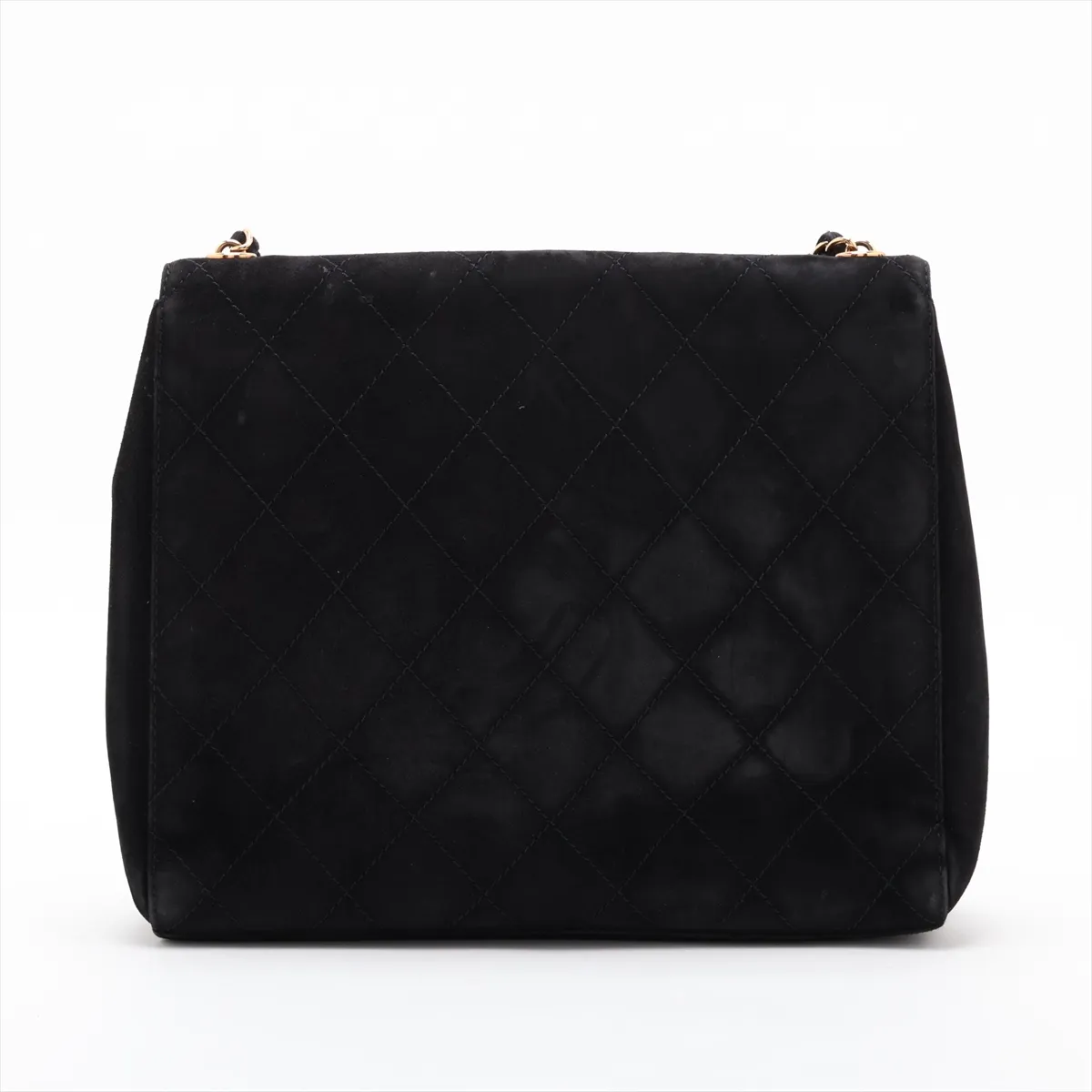 Matelassé Suede Chain Shoulder Bag, Black with Gold Hardware, 5761260 (Serial Number 5) — view 2