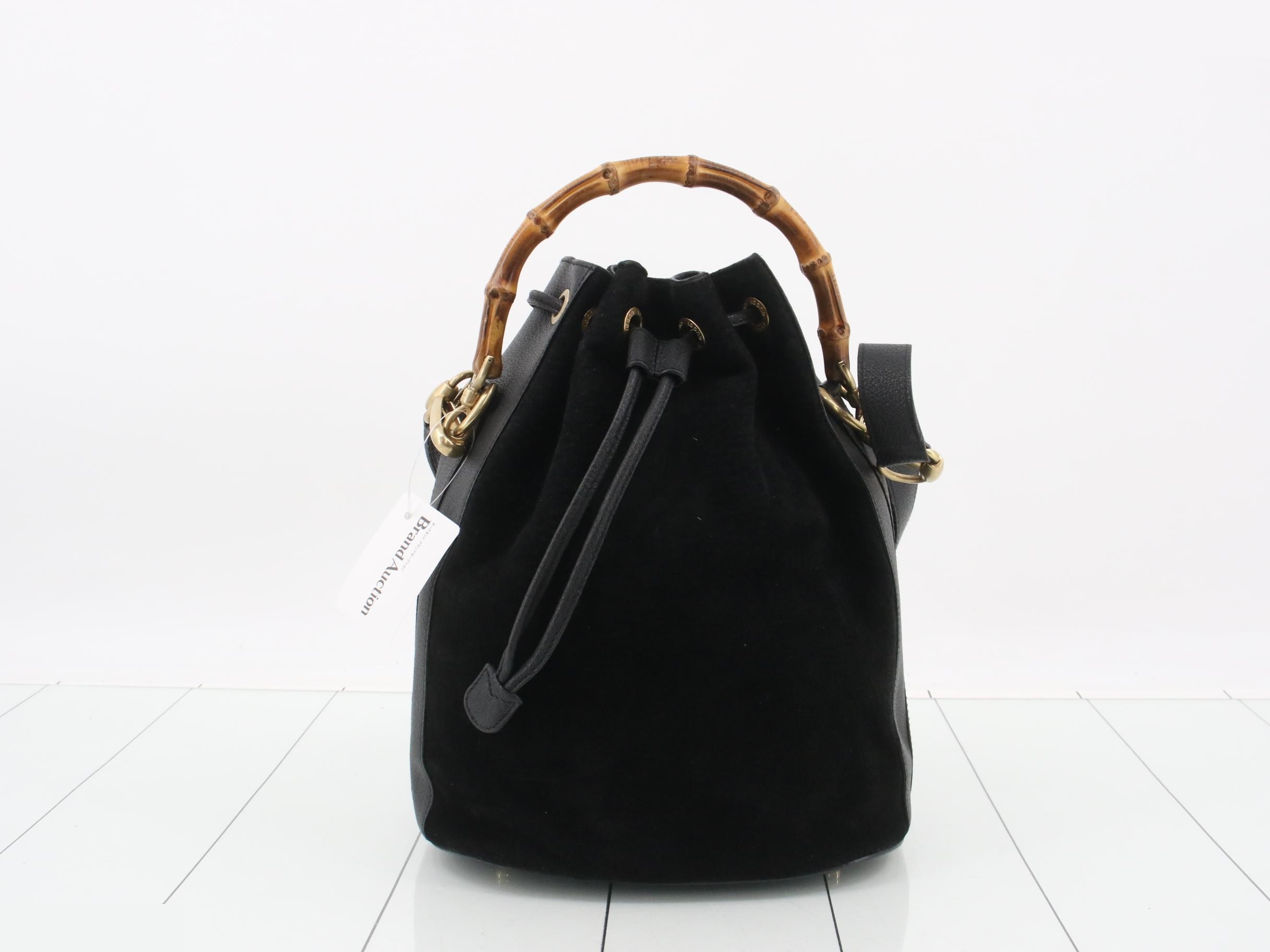 Bamboo suede drawstring shoulder bag