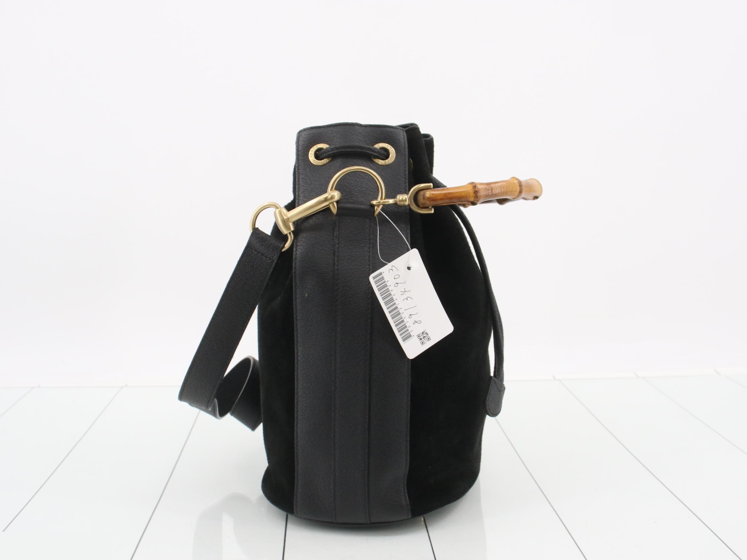 Bamboo suede drawstring shoulder bag — view 4