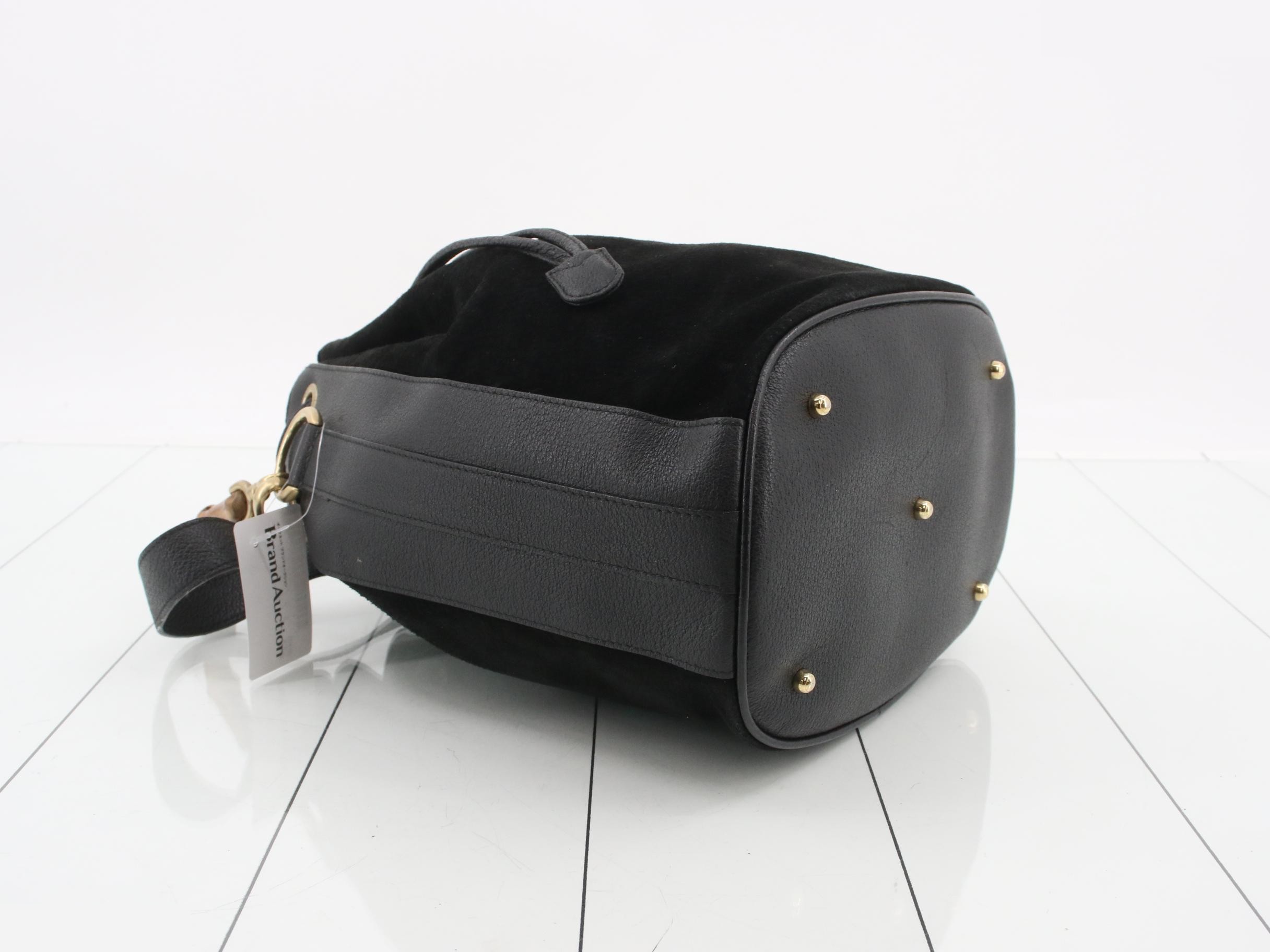 Bamboo suede drawstring shoulder bag — view 5