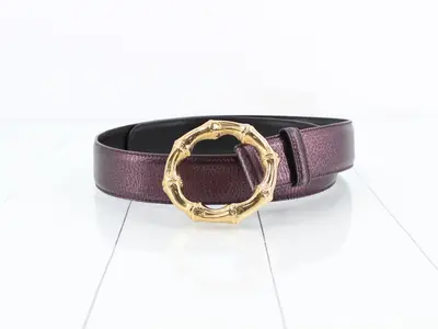 Belt / 136078 / Bamboo buckle / Pigskin / Burgundy