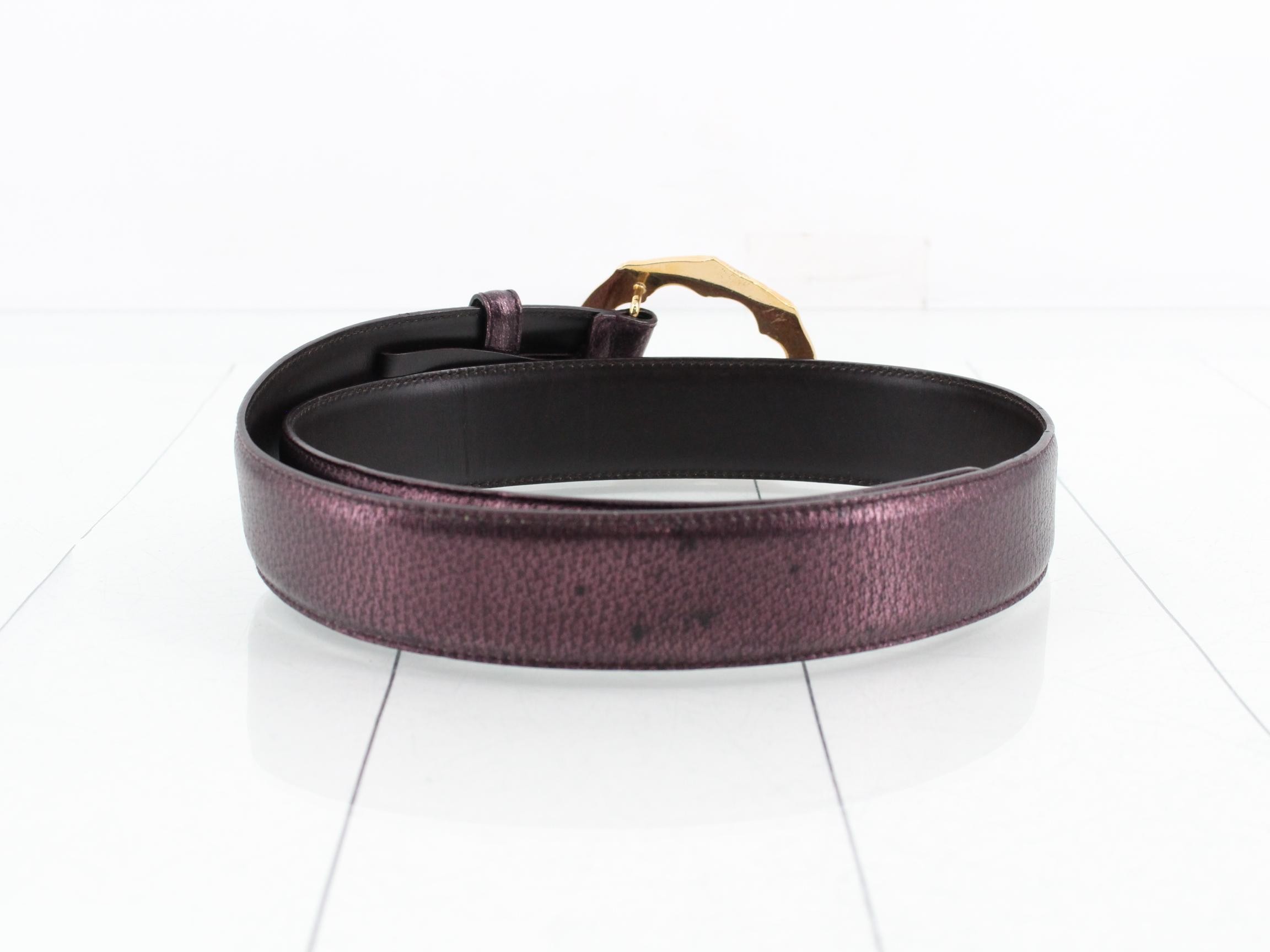 Belt / 136078 / Bamboo buckle / Pigskin / Burgundy — view 2