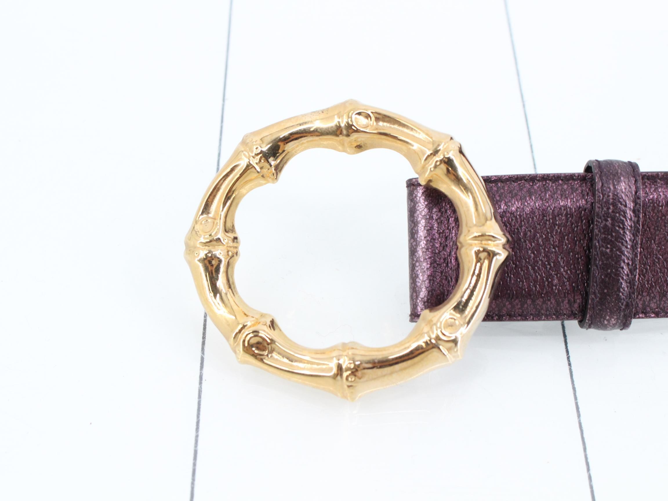 Belt / 136078 / Bamboo buckle / Pigskin / Burgundy — view 3
