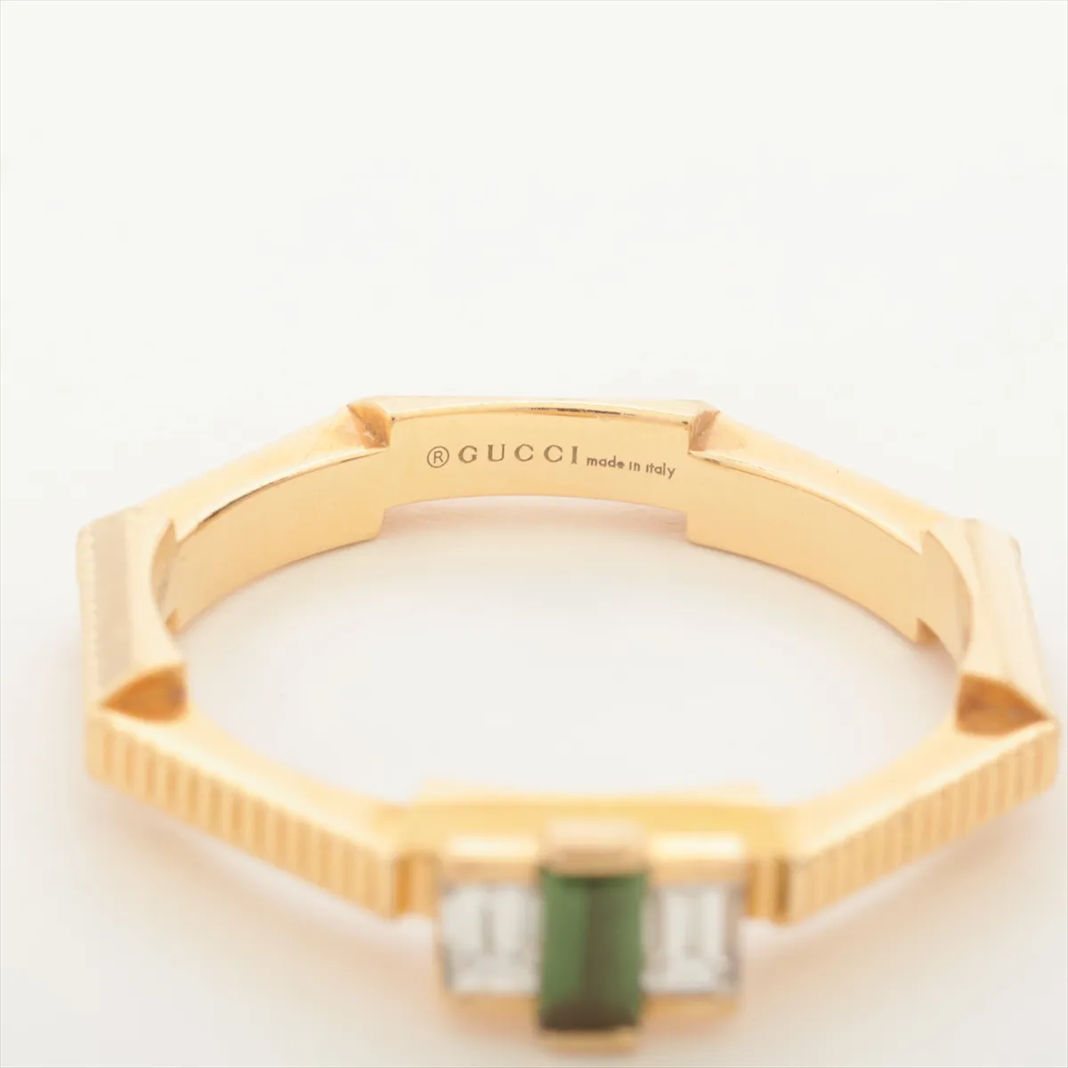 Link to Love Green Tourmaline Diamond Ring, 750 (Yellow Gold), 3.4g, 13 (Small chip on tourmaline, — view 3