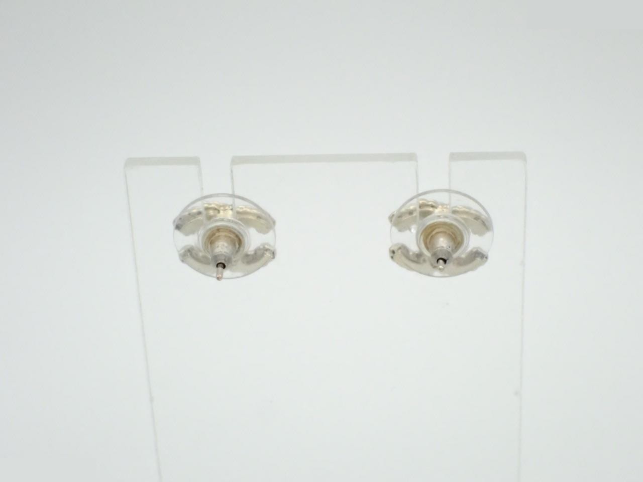 earrings, A13A, Coco Mark design, rhinestones, gold, 1.2cm wide. — view 2
