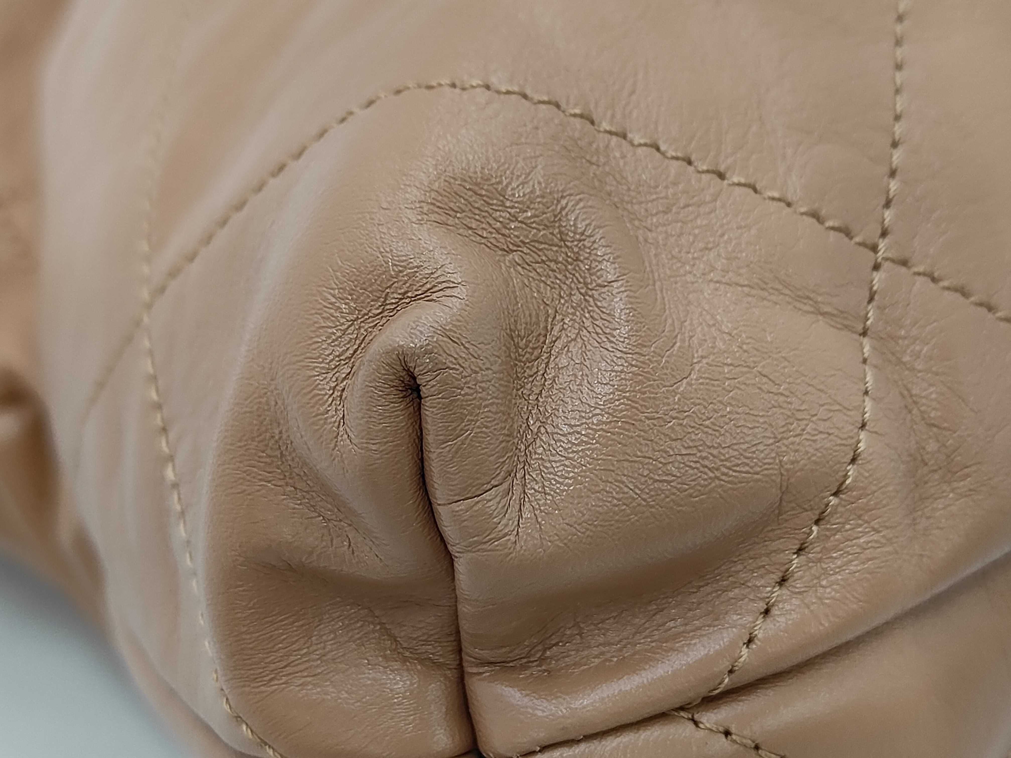 22 Small Shiny Calfskin Shoulder Bag in Beige with Gold Hardware (NXNC9LU0) — view 4
