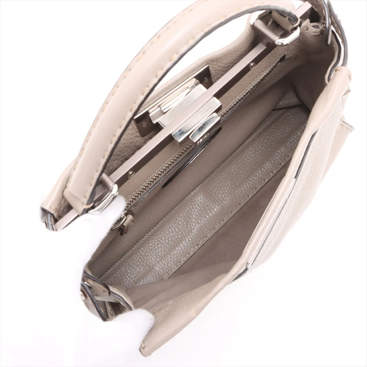 Peekaboo Regular Selleria Leather 2-Way Handbag, Beige, 8BN290 — view 8