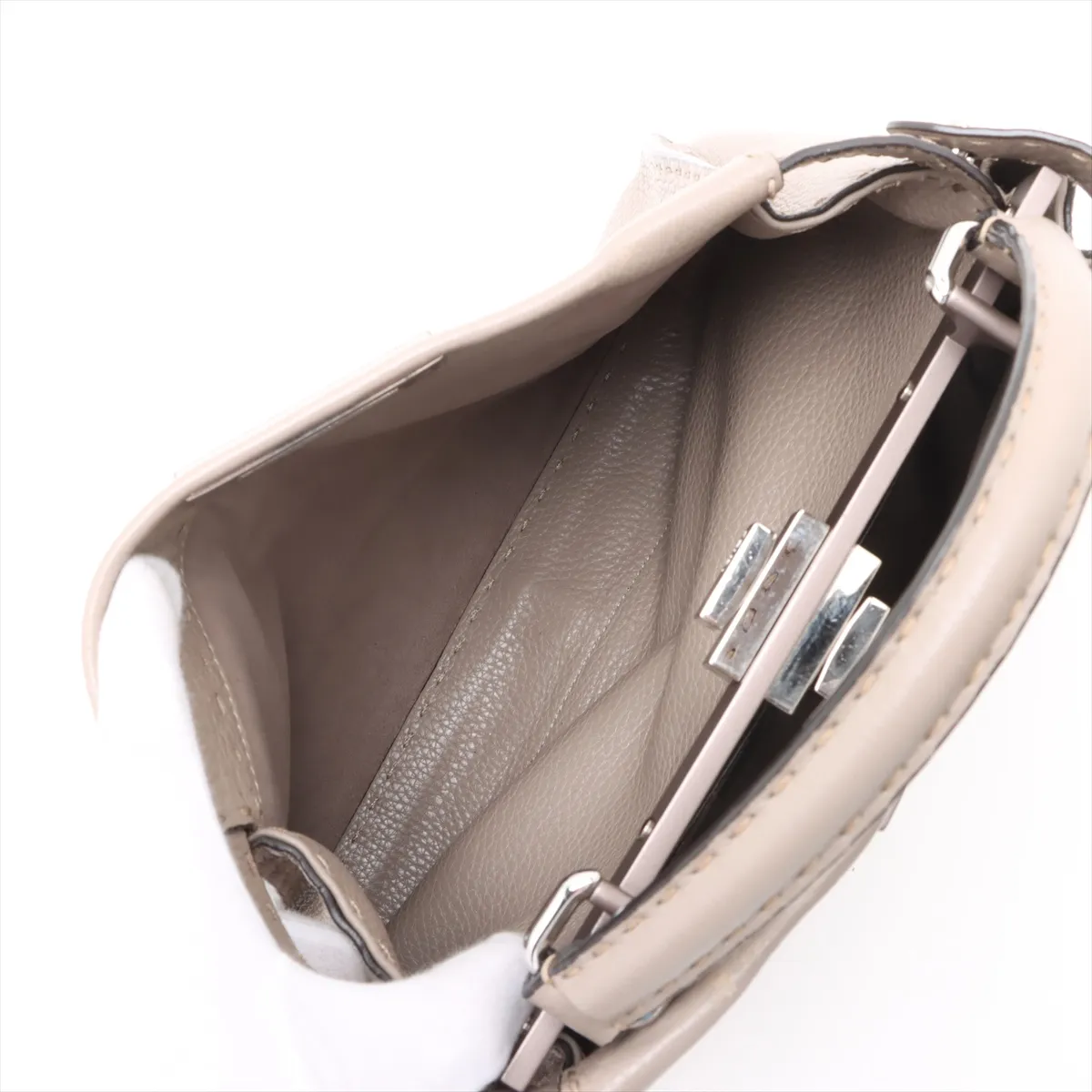 Peekaboo Regular Selleria Leather 2-Way Handbag, Beige, 8BN290 — view 9