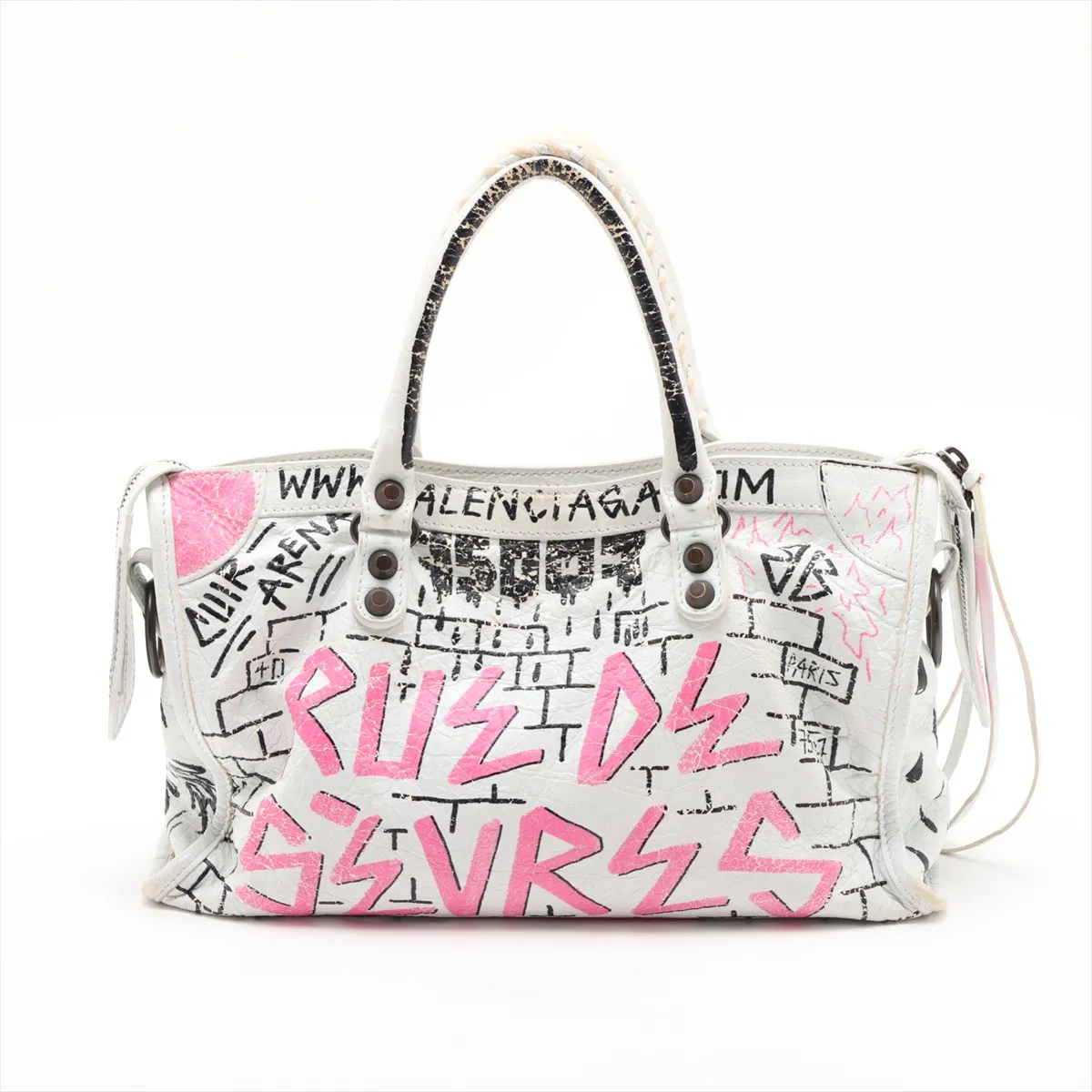 Graffiti Classic City 431621 Leather 2-Way Handbag White with Mirror — view 2