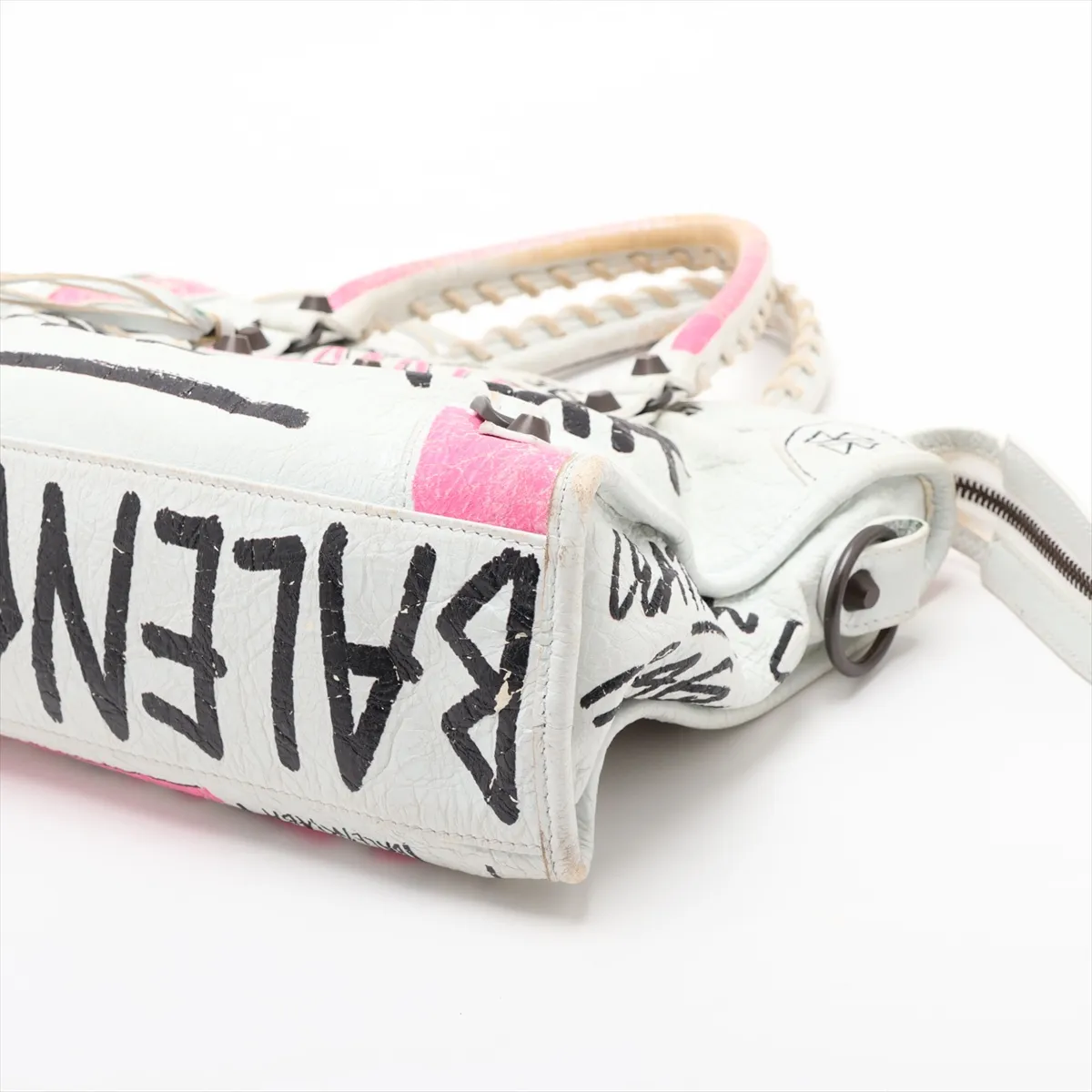 Graffiti Classic City 431621 Leather 2-Way Handbag White with Mirror — view 3