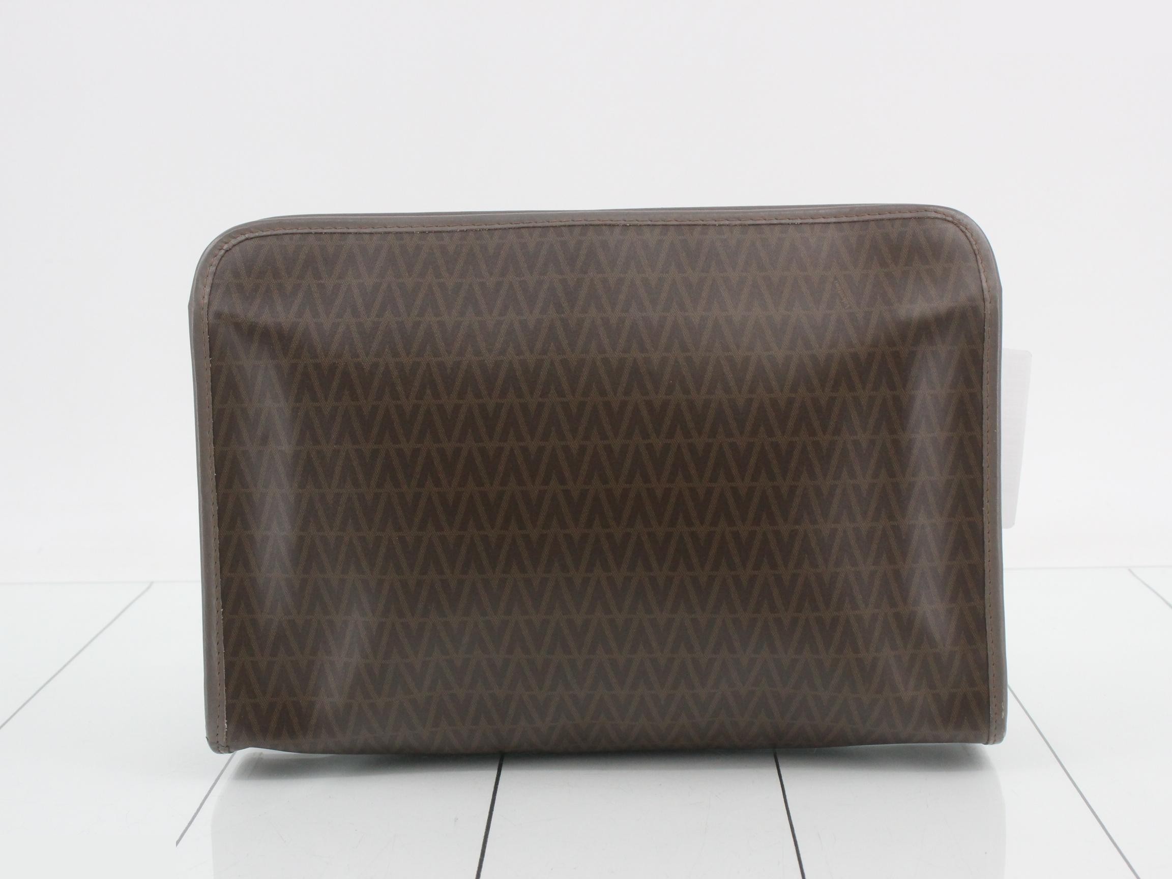 Mario Valentino Clutch Bag, Coated Canvas, Brown — view 2