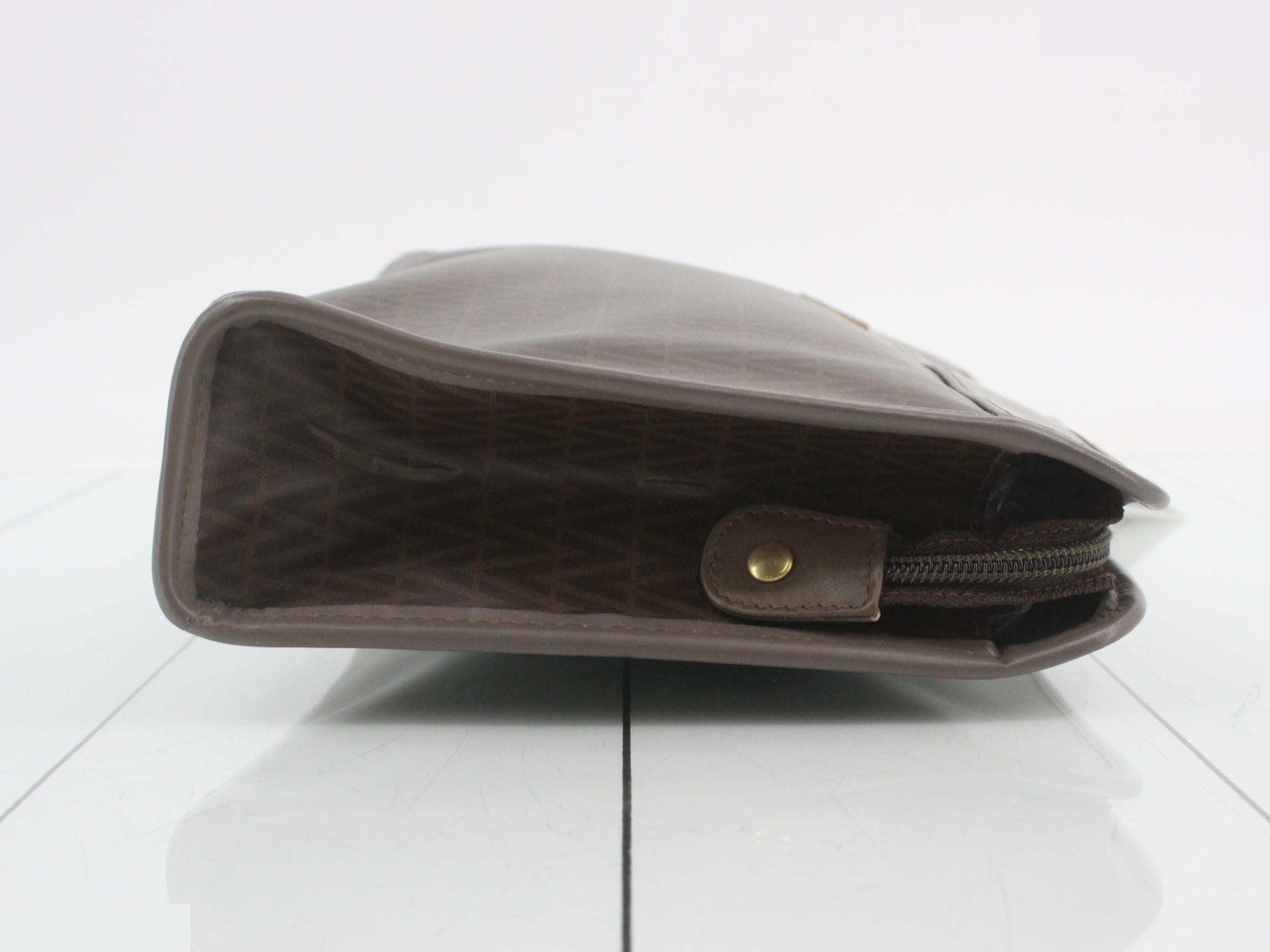 Mario Valentino Clutch Bag, Coated Canvas, Brown — view 3