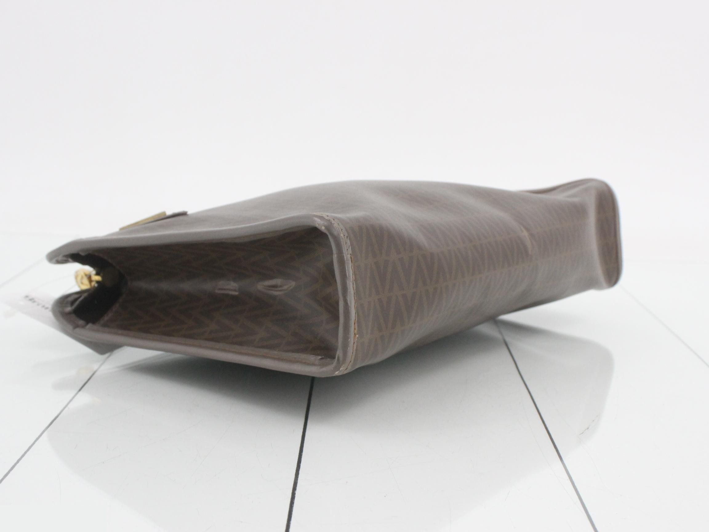 Mario Valentino Clutch Bag, Coated Canvas, Brown — view 5
