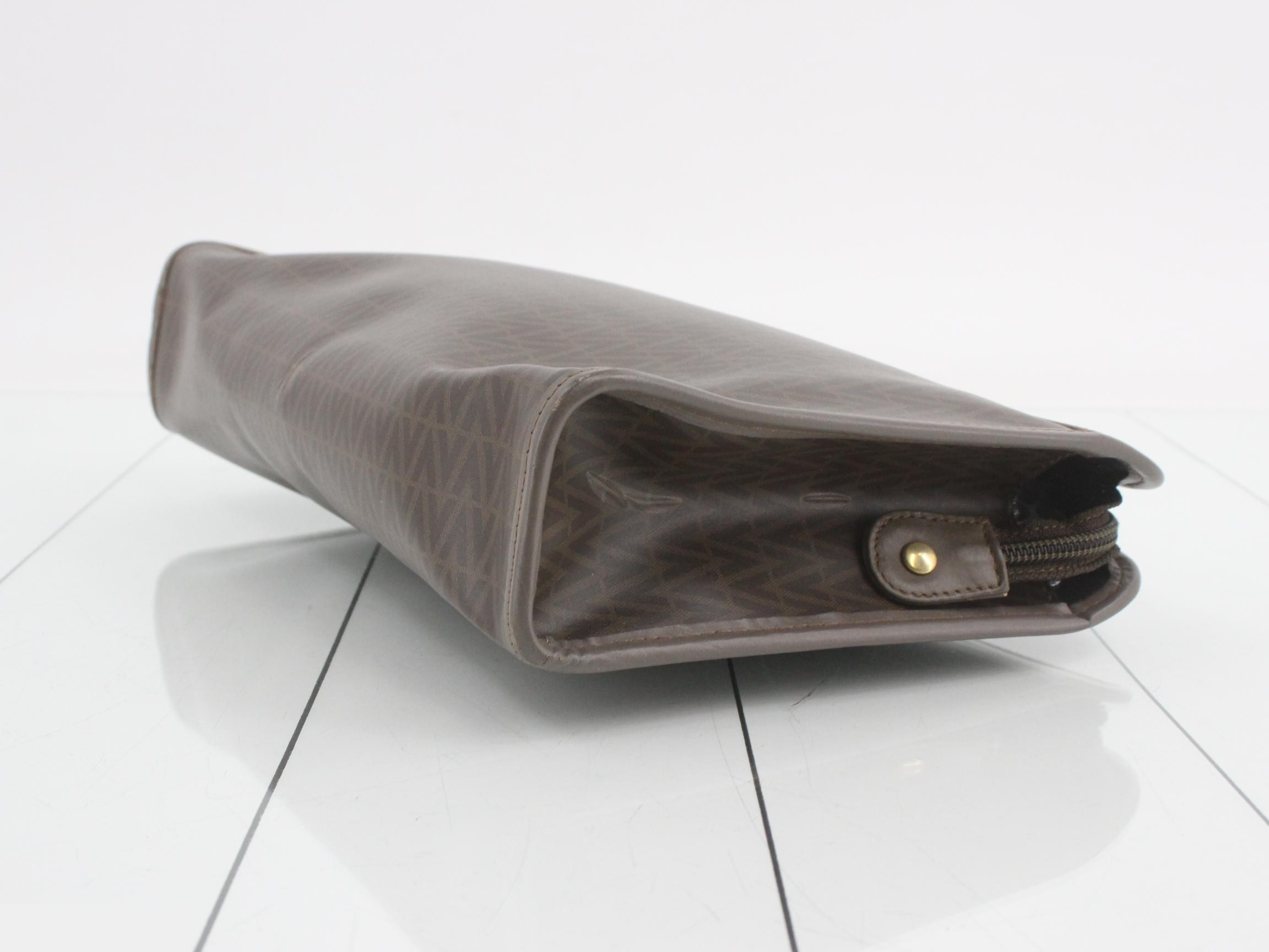 Mario Valentino Clutch Bag, Coated Canvas, Brown — view 6
