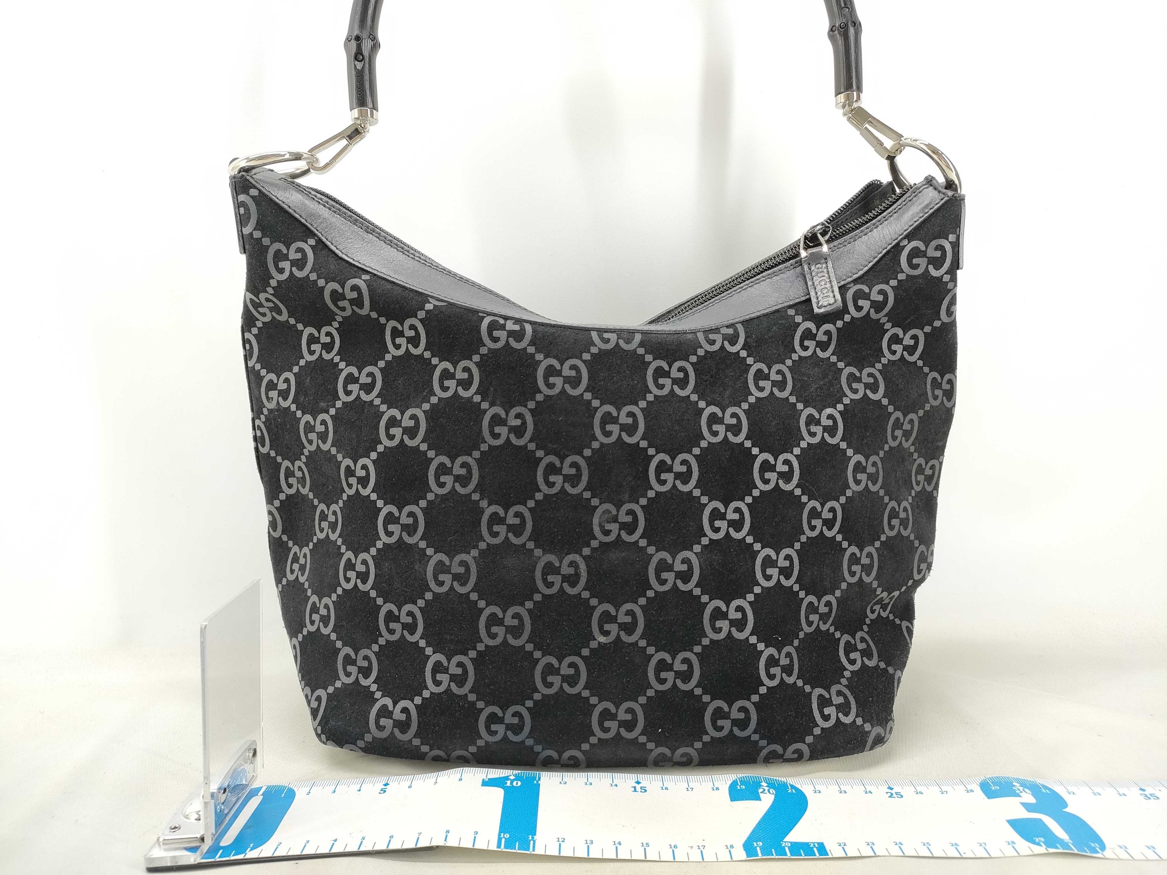 Bamboo Gucci GG Suede Bamboo Handbag One Shoulder Handbag — view 2