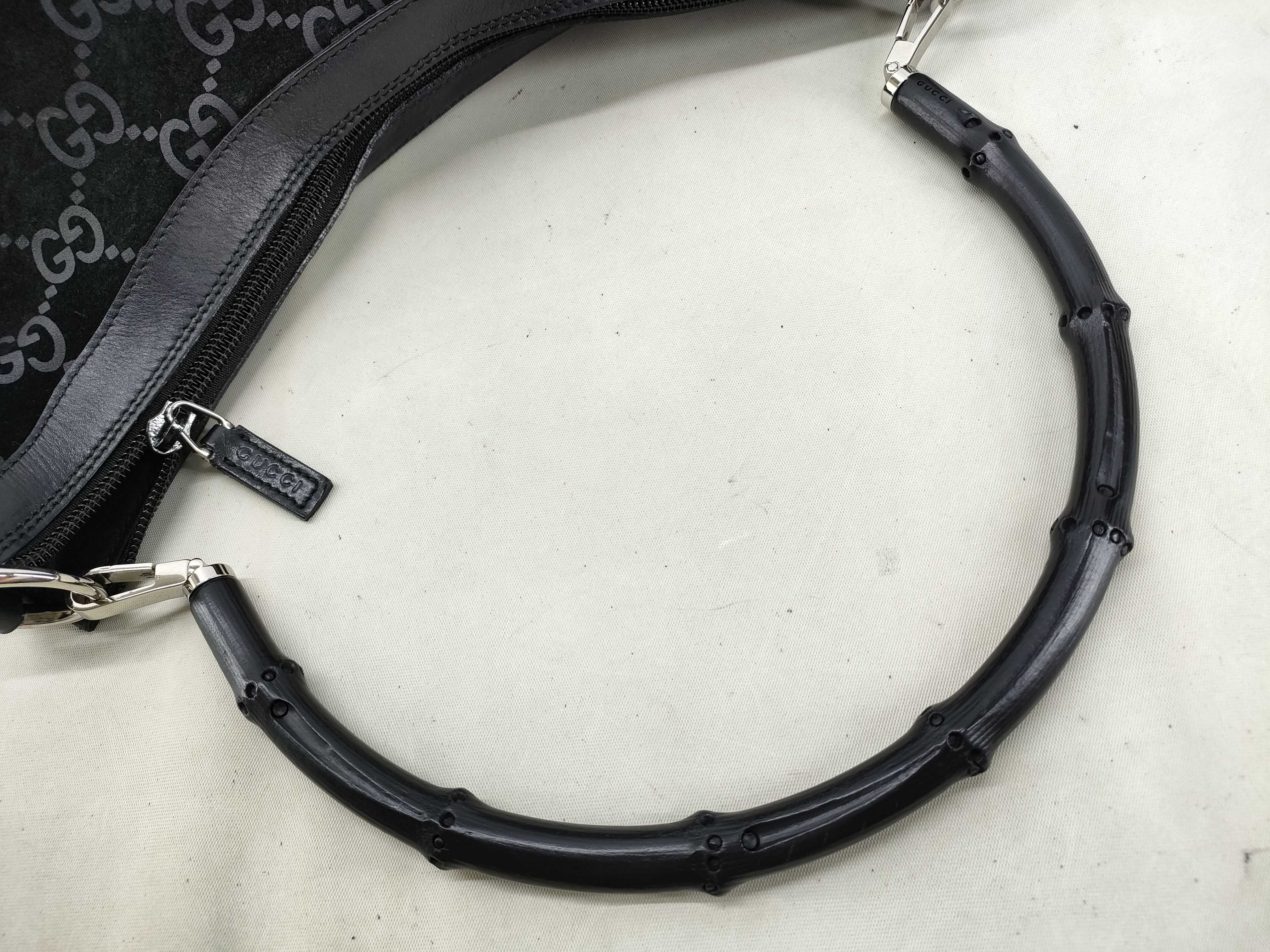 Bamboo Gucci GG Suede Bamboo Handbag One Shoulder Handbag — view 5