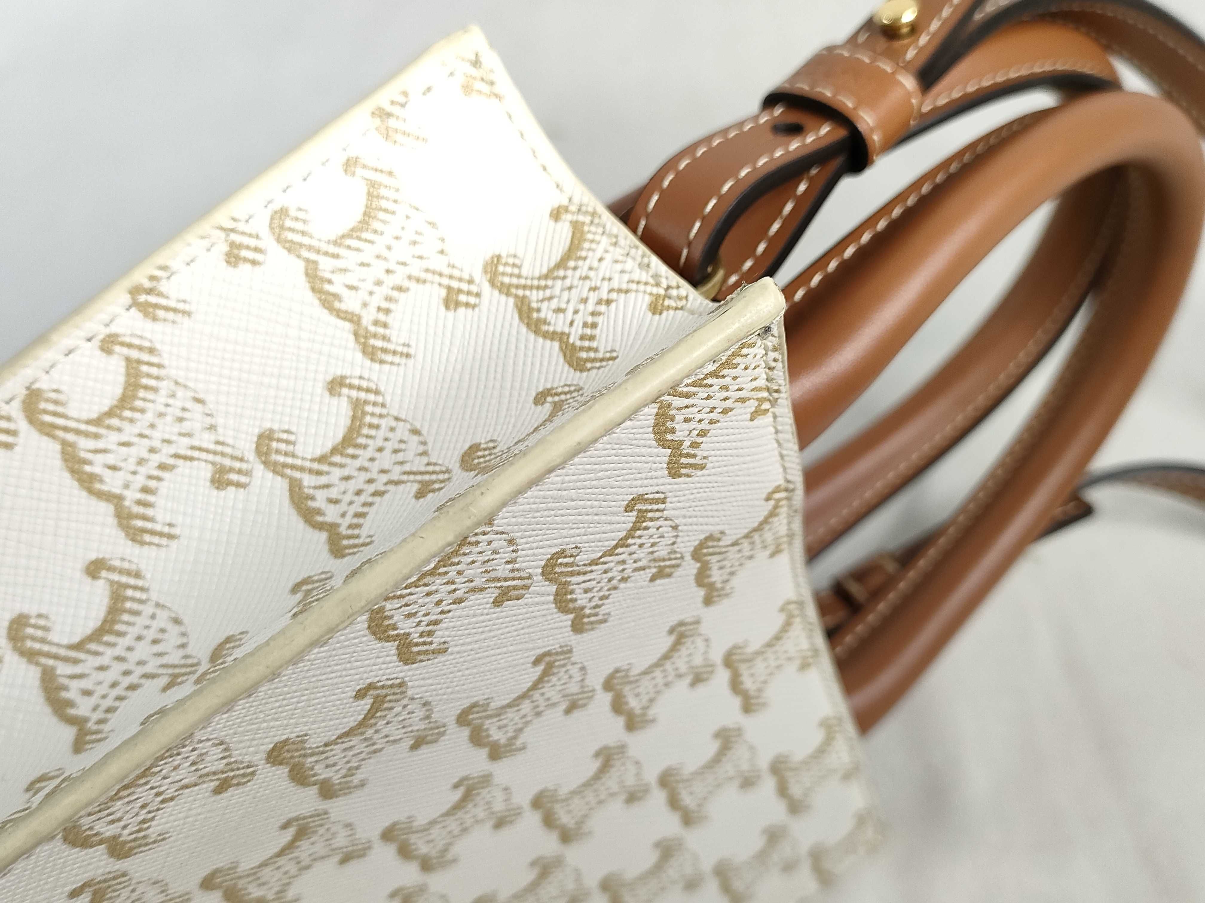 Triomphe Mini Vertical Cabas PVC x Leather 2-Way Handbag Beige x Brown Handbag — view 14