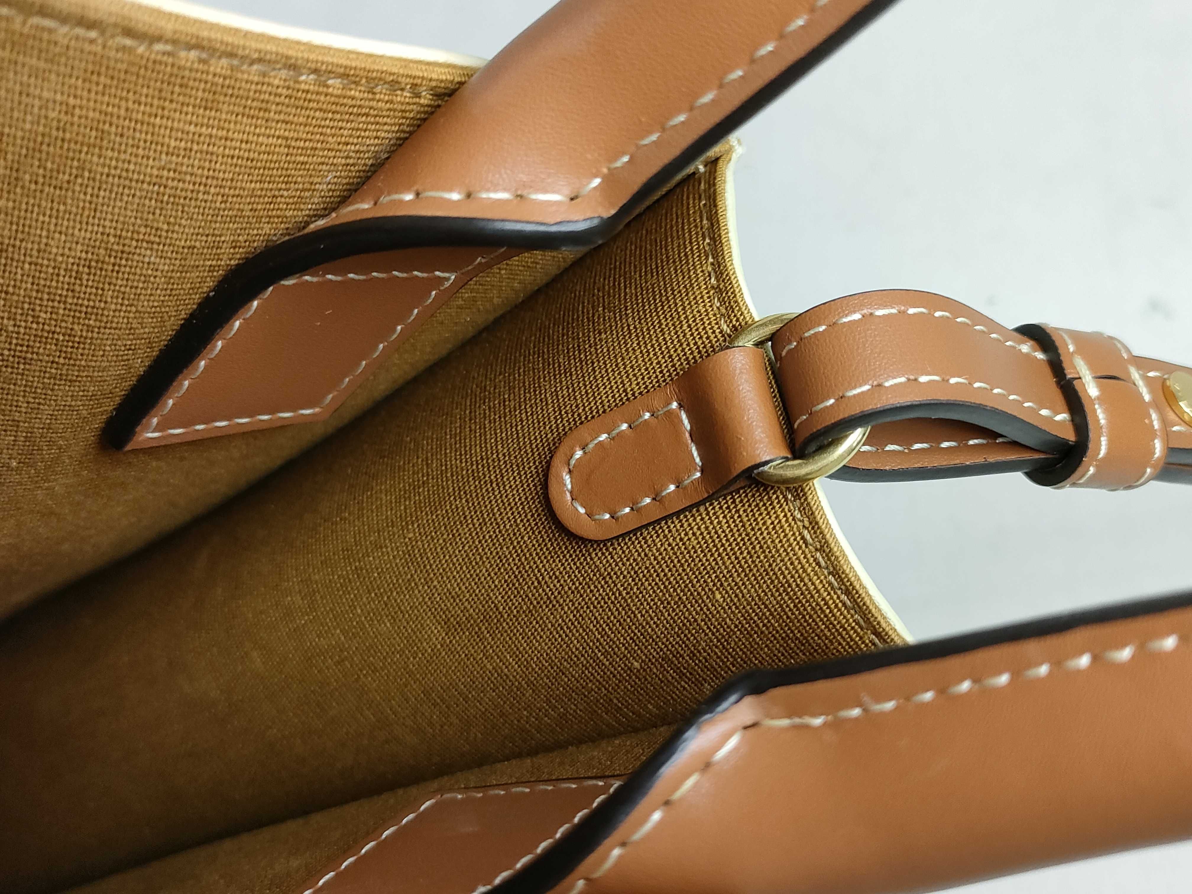 Triomphe Mini Vertical Cabas PVC x Leather 2-Way Handbag Beige x Brown Handbag — view 9