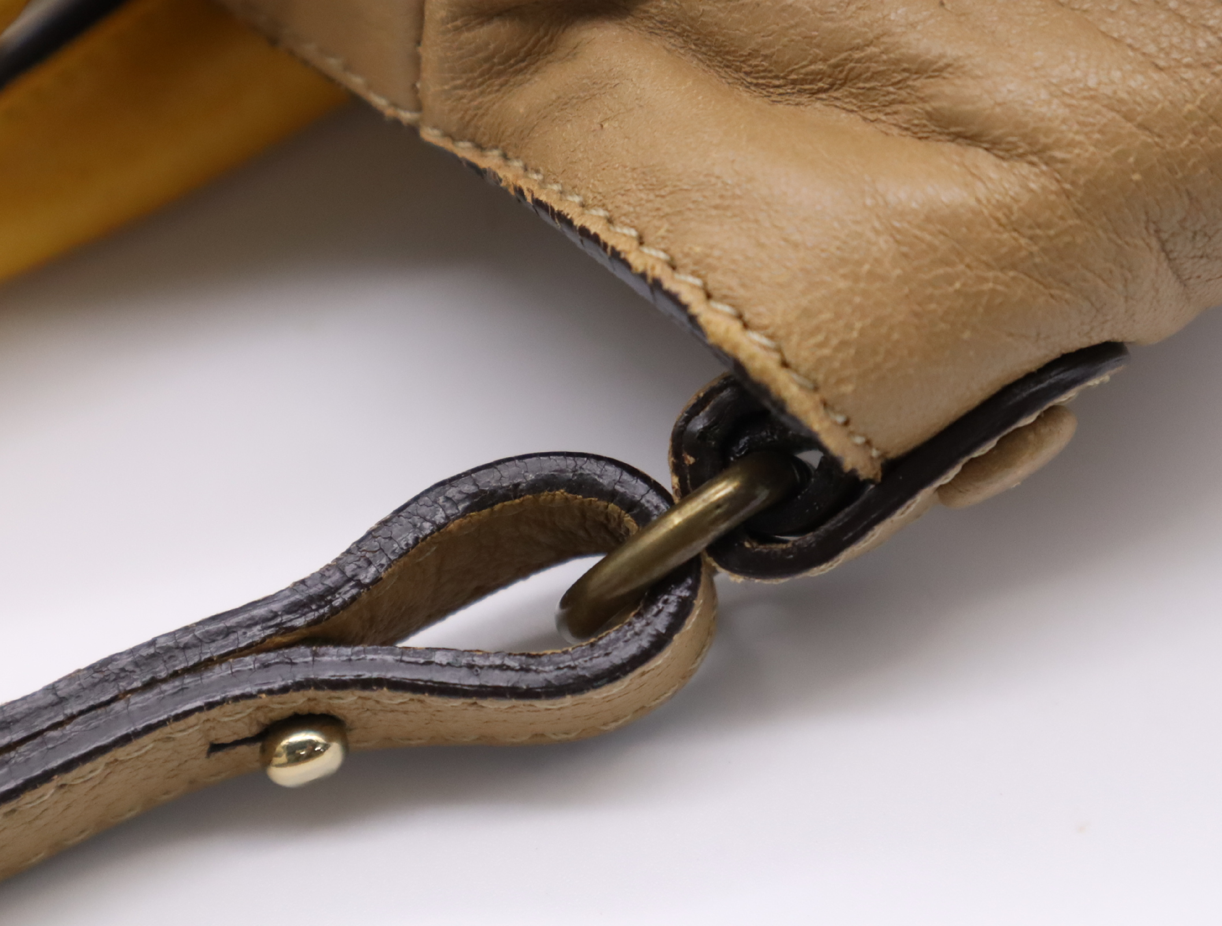 Leather Ethel 2-way Handbag, Beige/Yellow, with Shoulder Strap, Dust Bag, and Card. — view 11