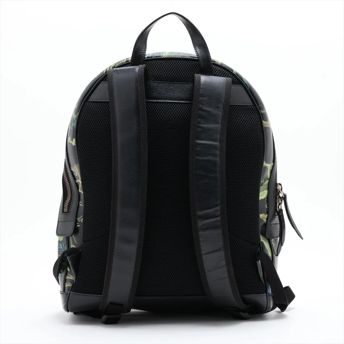 Tian Leather Backpack/Rucksack, Black x Green, 406370 — view 2