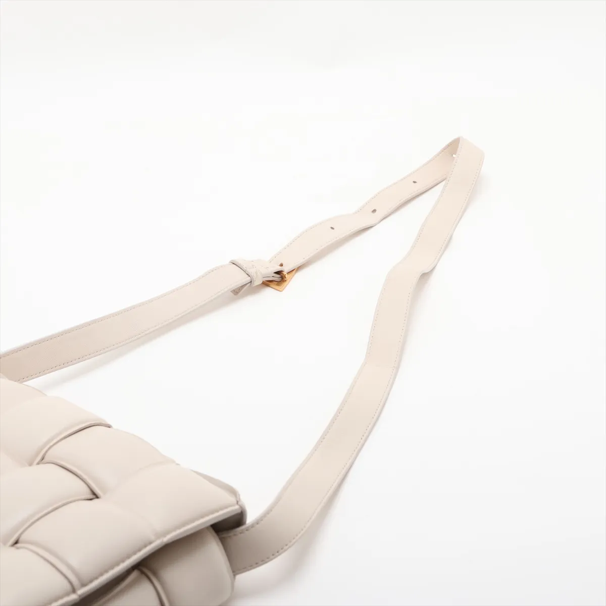 Maxi Intrecciato Padded Cassette Leather Shoulder Bag, White — view 5