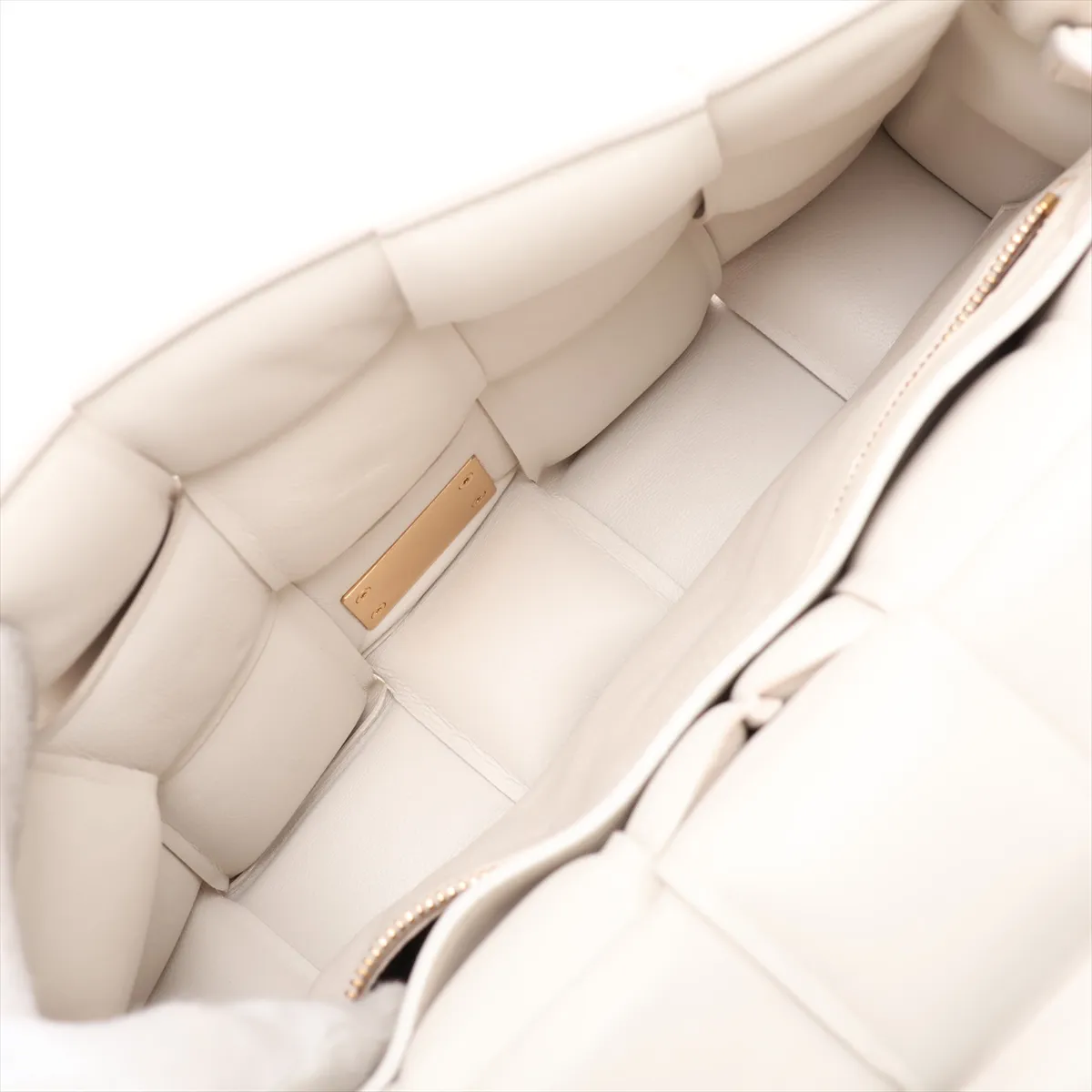Maxi Intrecciato Padded Cassette Leather Shoulder Bag, White — view 6
