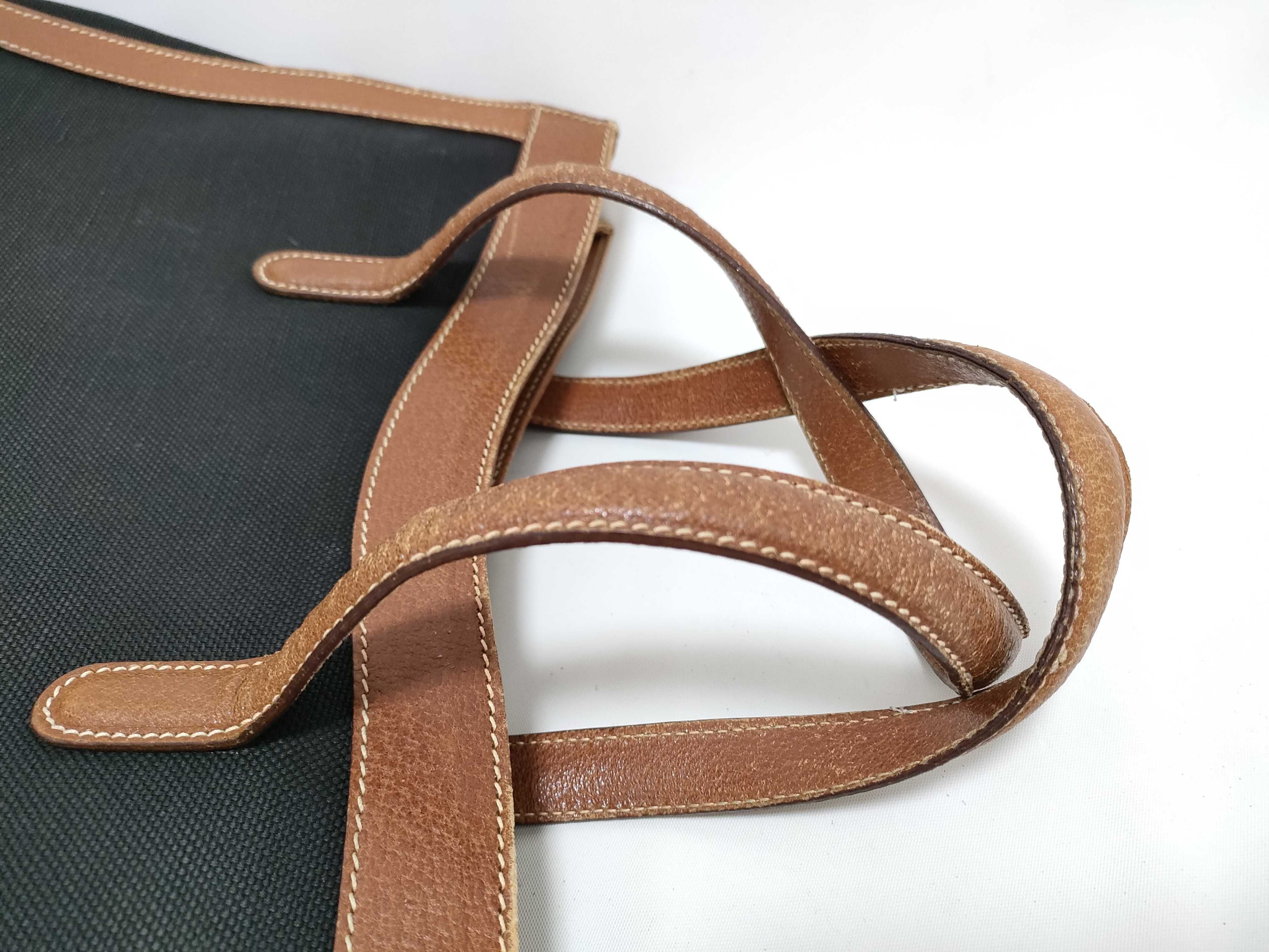 002 115 Tote Bag, Canvas and Leather, Black and Brown Tote Bag — view 3
