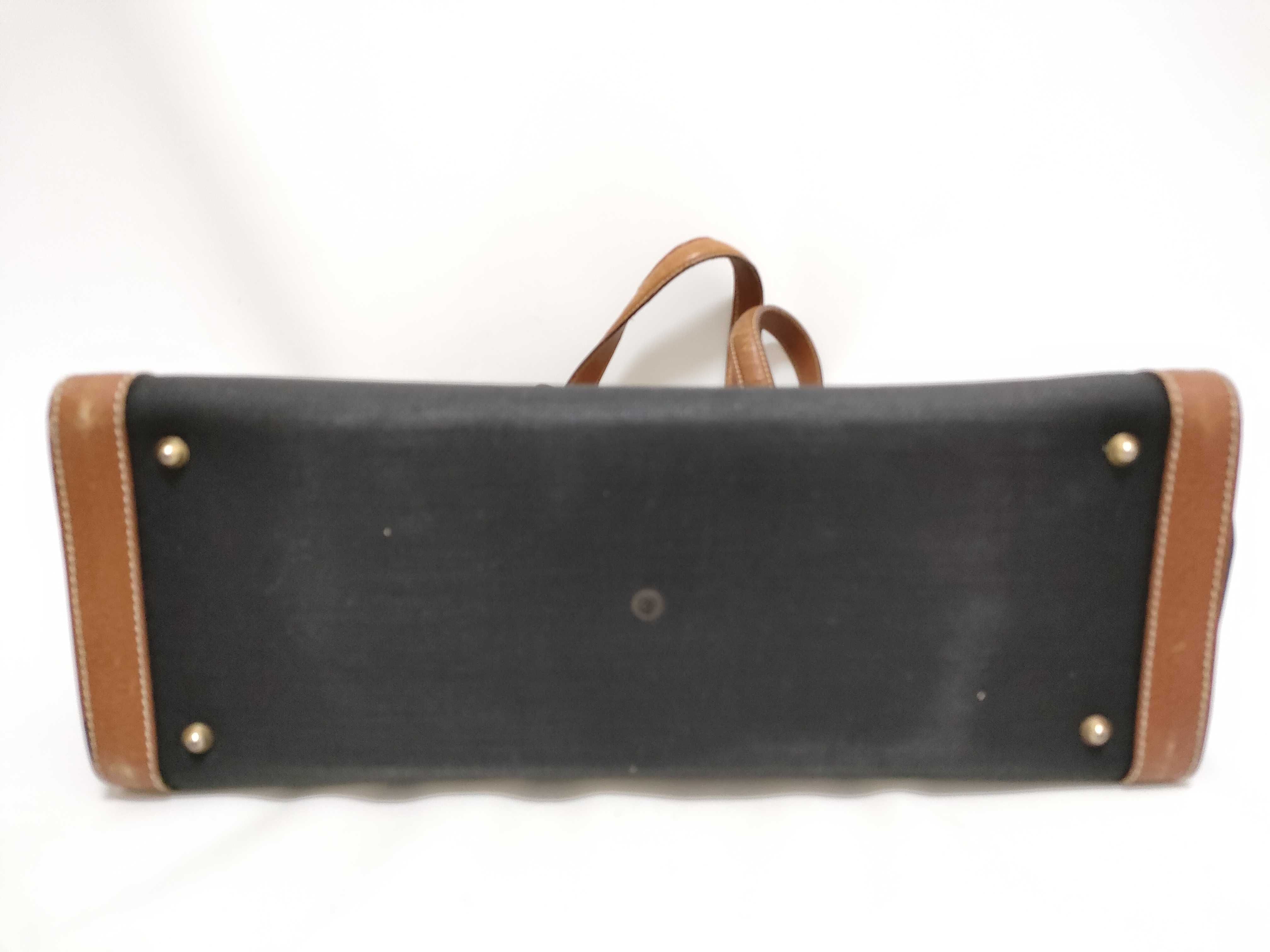 002 115 Tote Bag, Canvas and Leather, Black and Brown Tote Bag — view 7