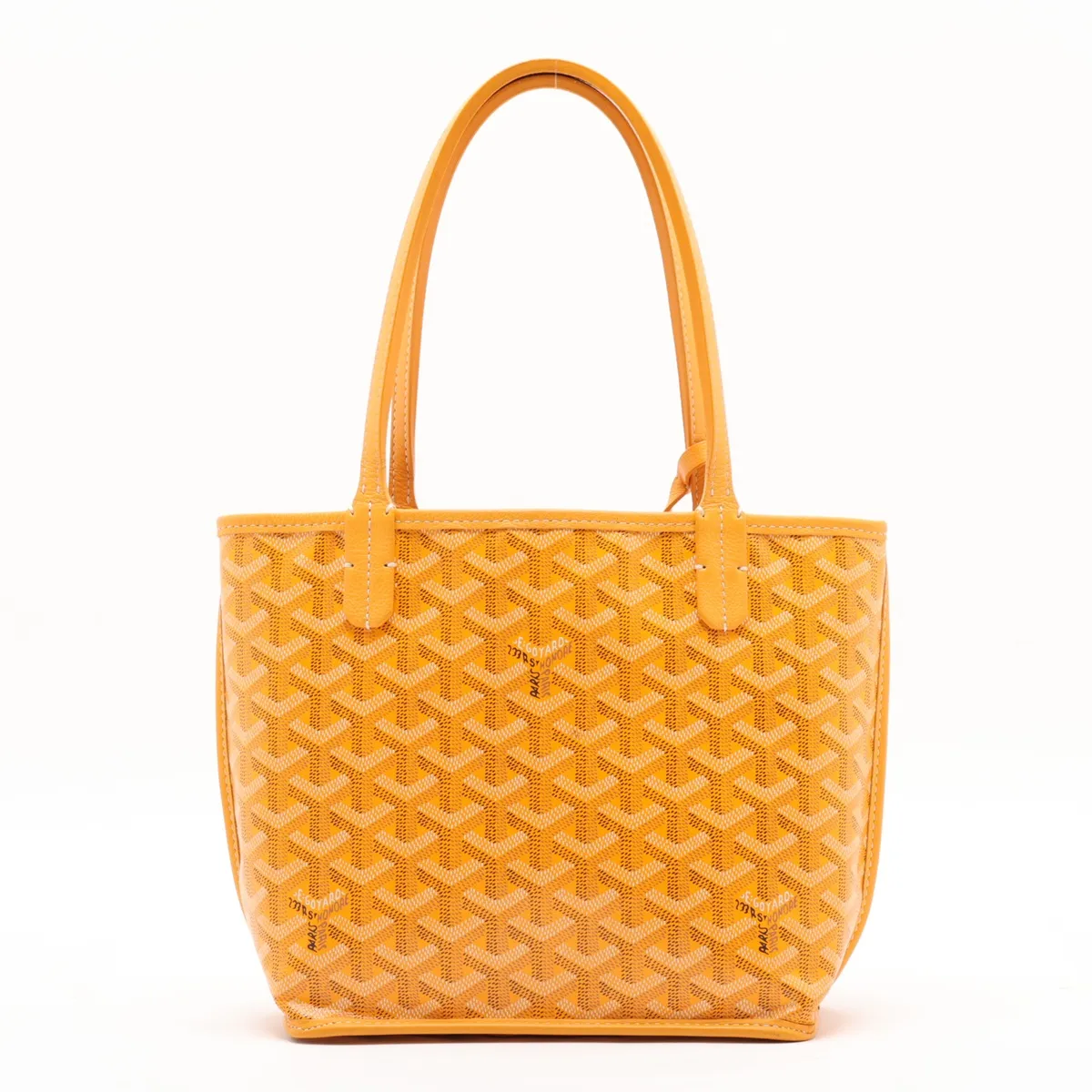 Ange Mini PVC Tote Bag, Yellow — view 2