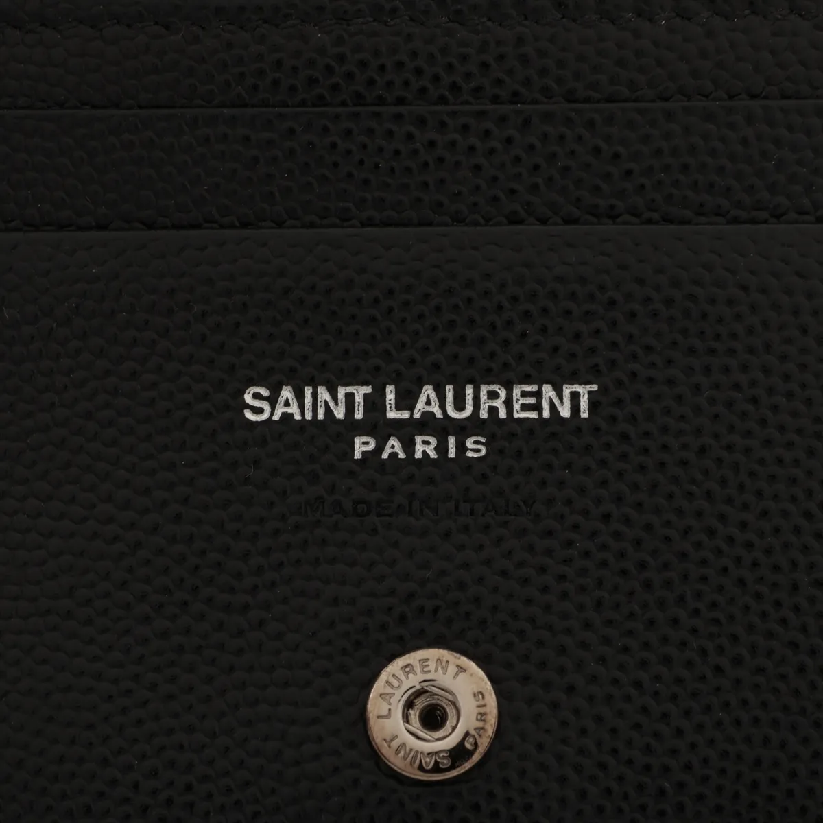 V-stitch YSL logo leather compact wallet, black YBL530841 — view 6