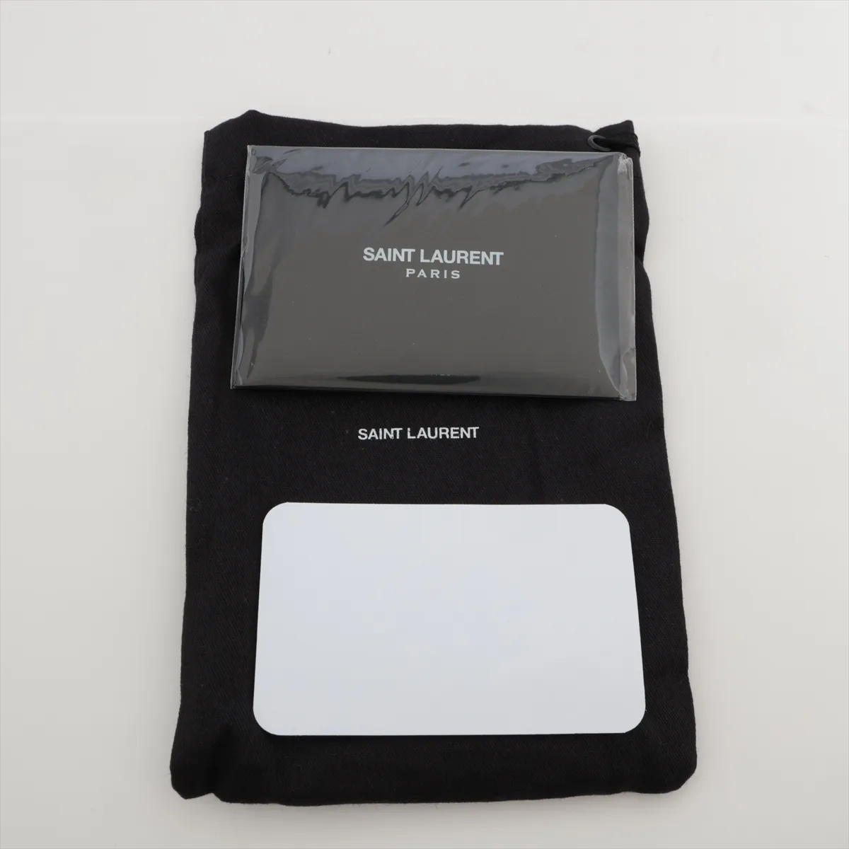 V-stitch YSL logo leather compact wallet, black YBL530841 — view 7