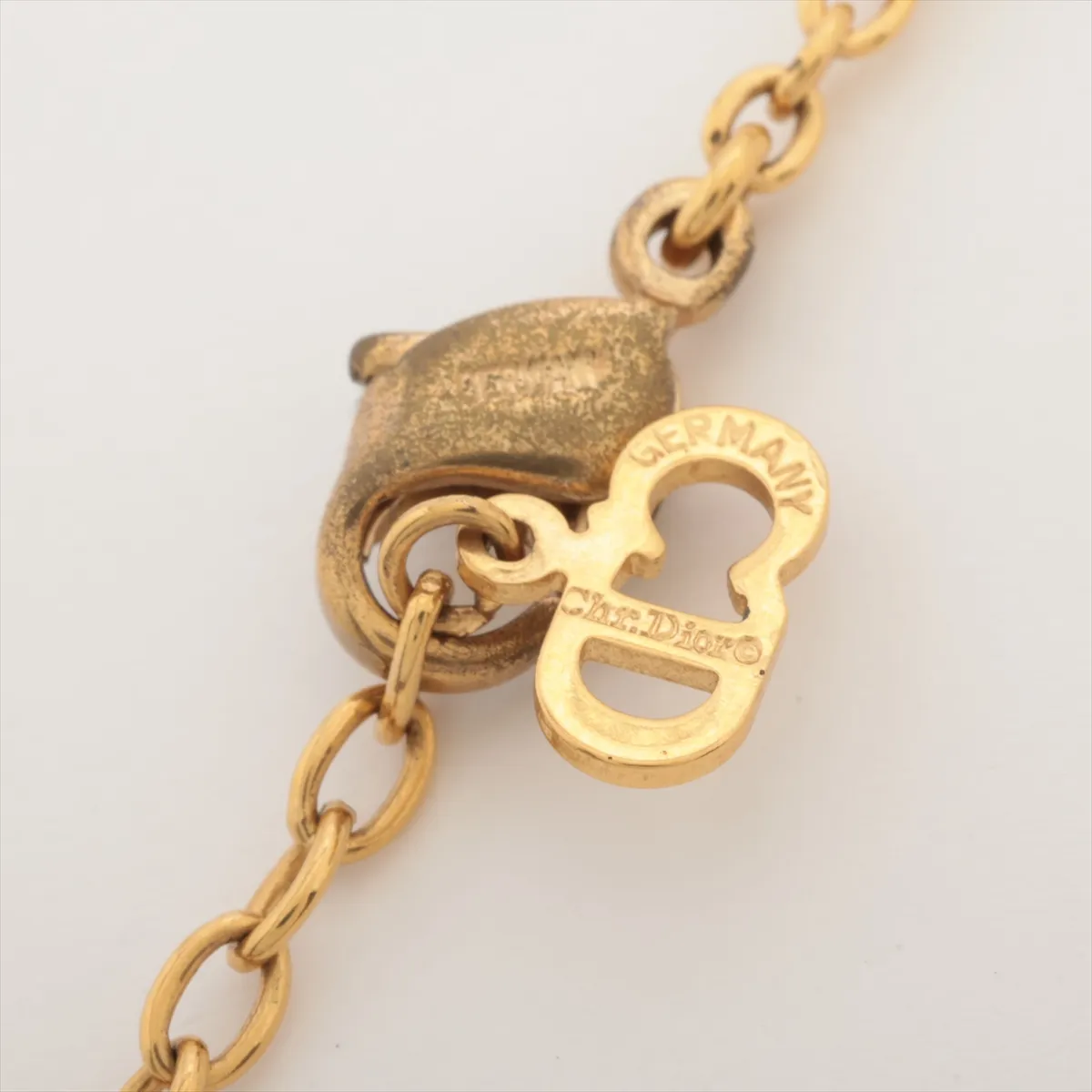Ribbon Necklace, GP x Rhinestone, Gold, — view 4