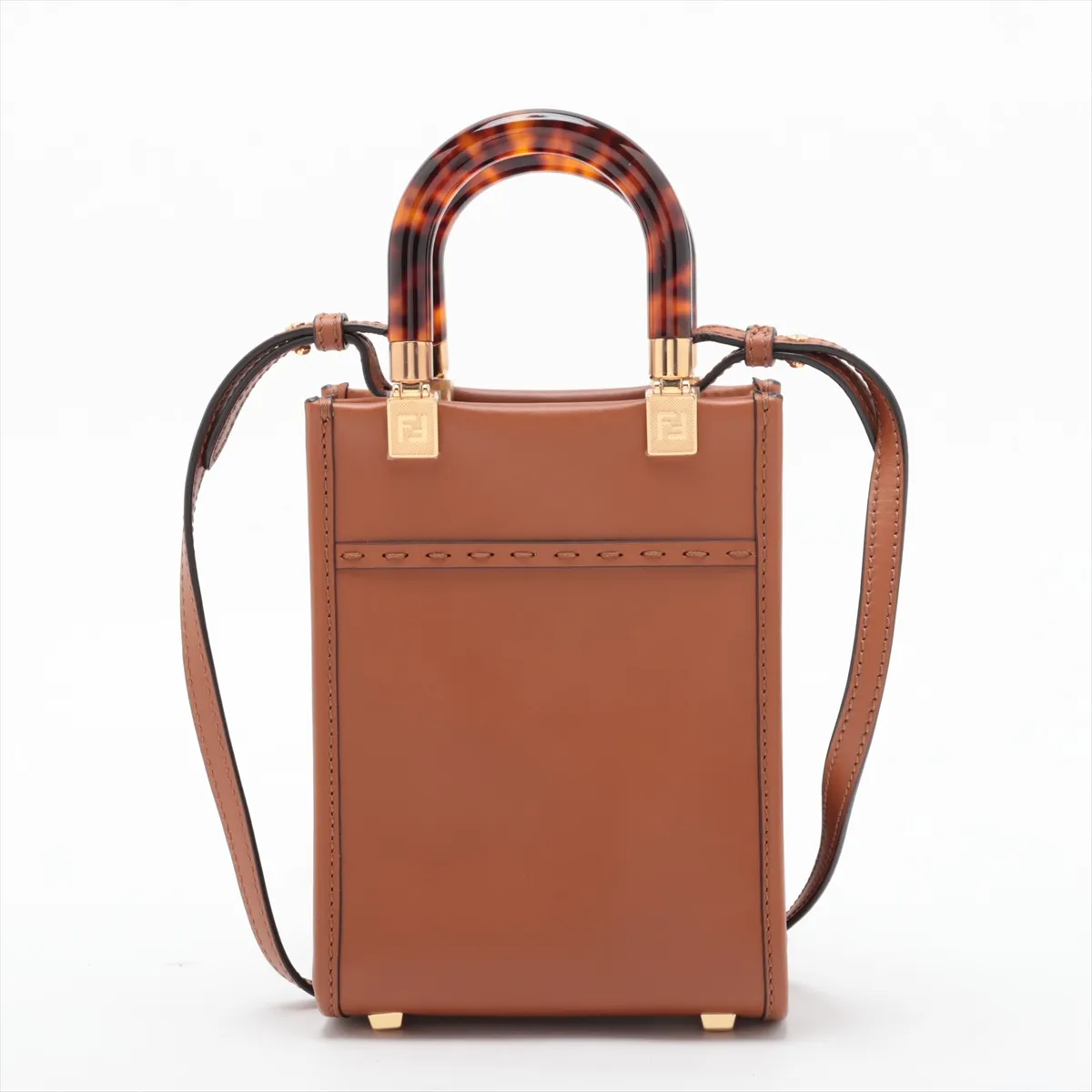 Sunshine Shopper Small 8BS051 Leather 2-Way Handbag Brown — view 2