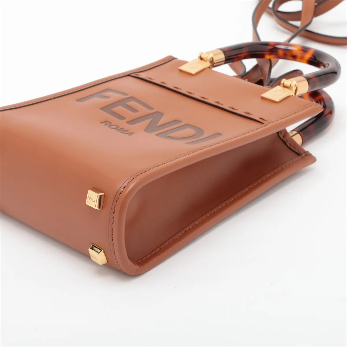 Sunshine Shopper Small 8BS051 Leather 2-Way Handbag Brown — view 3