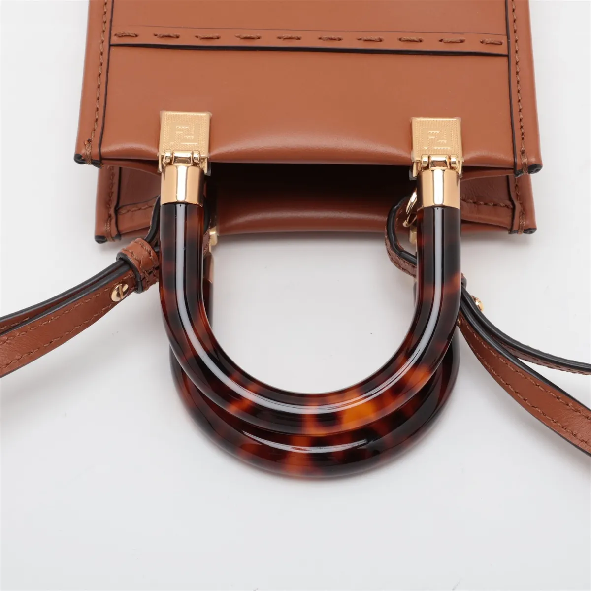 Sunshine Shopper Small 8BS051 Leather 2-Way Handbag Brown — view 5