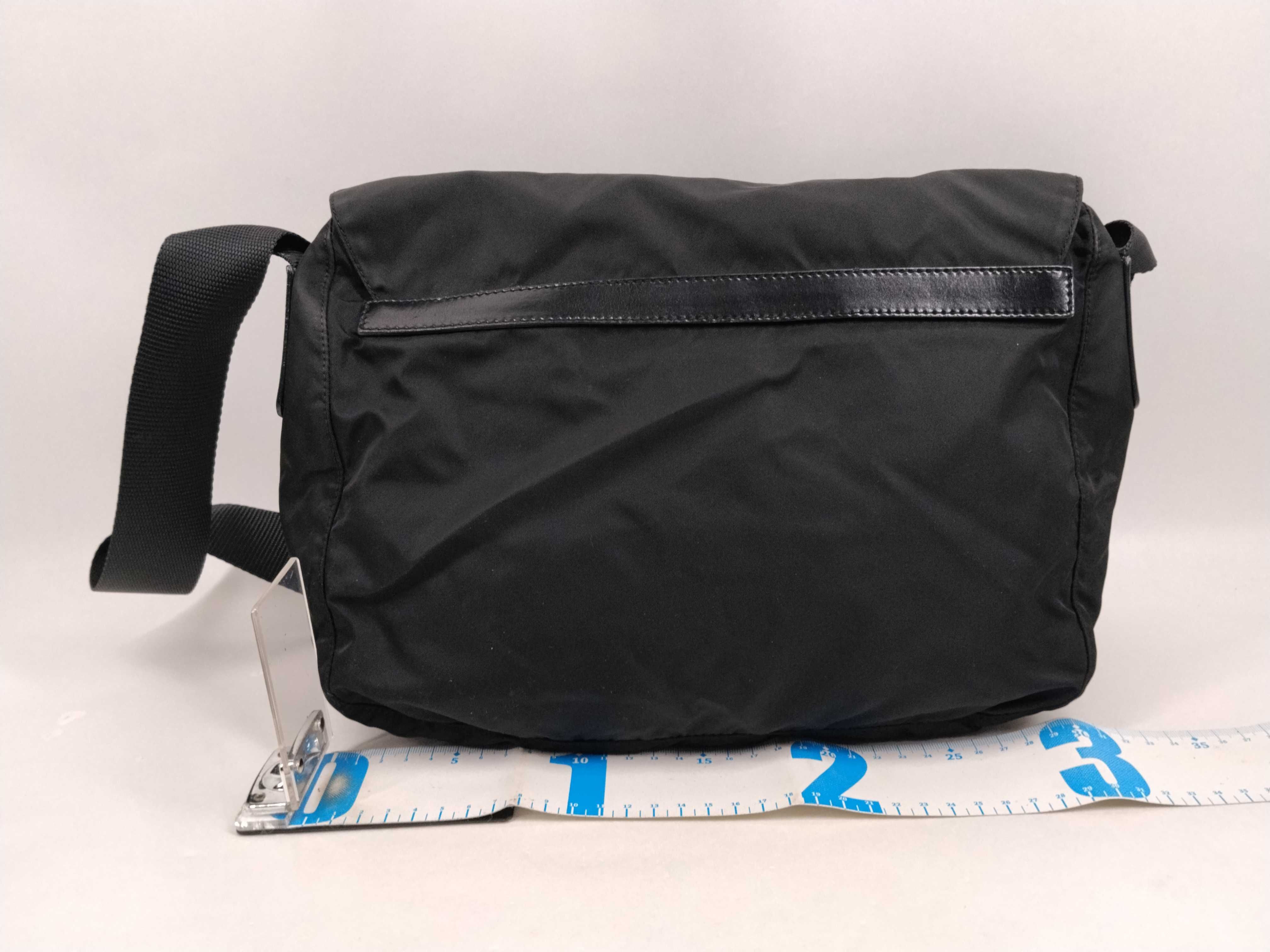 Nylon Triangle Logo Messenger Bag, Black Shoulder Bag — view 2