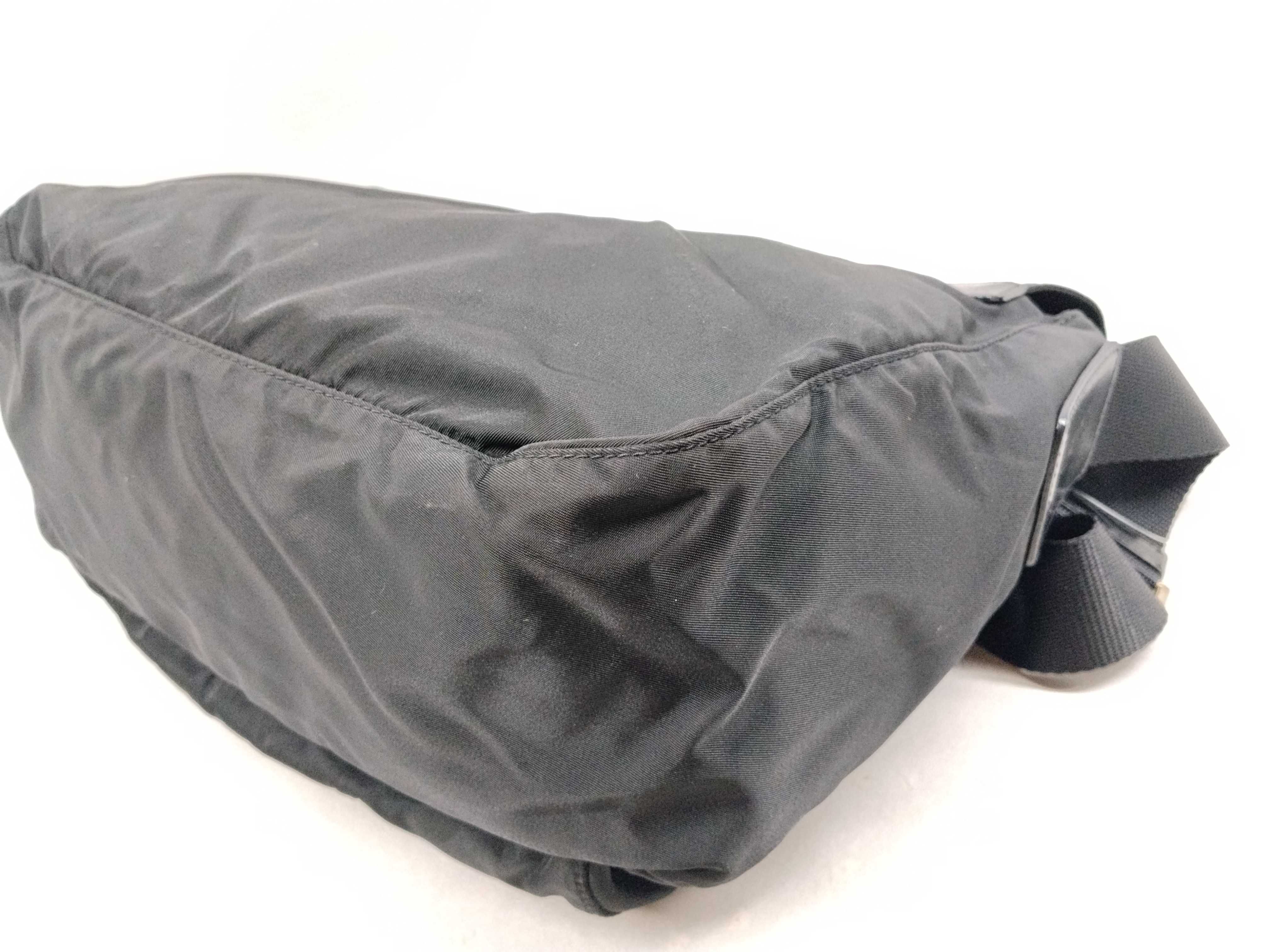 Nylon Triangle Logo Messenger Bag, Black Shoulder Bag — view 4