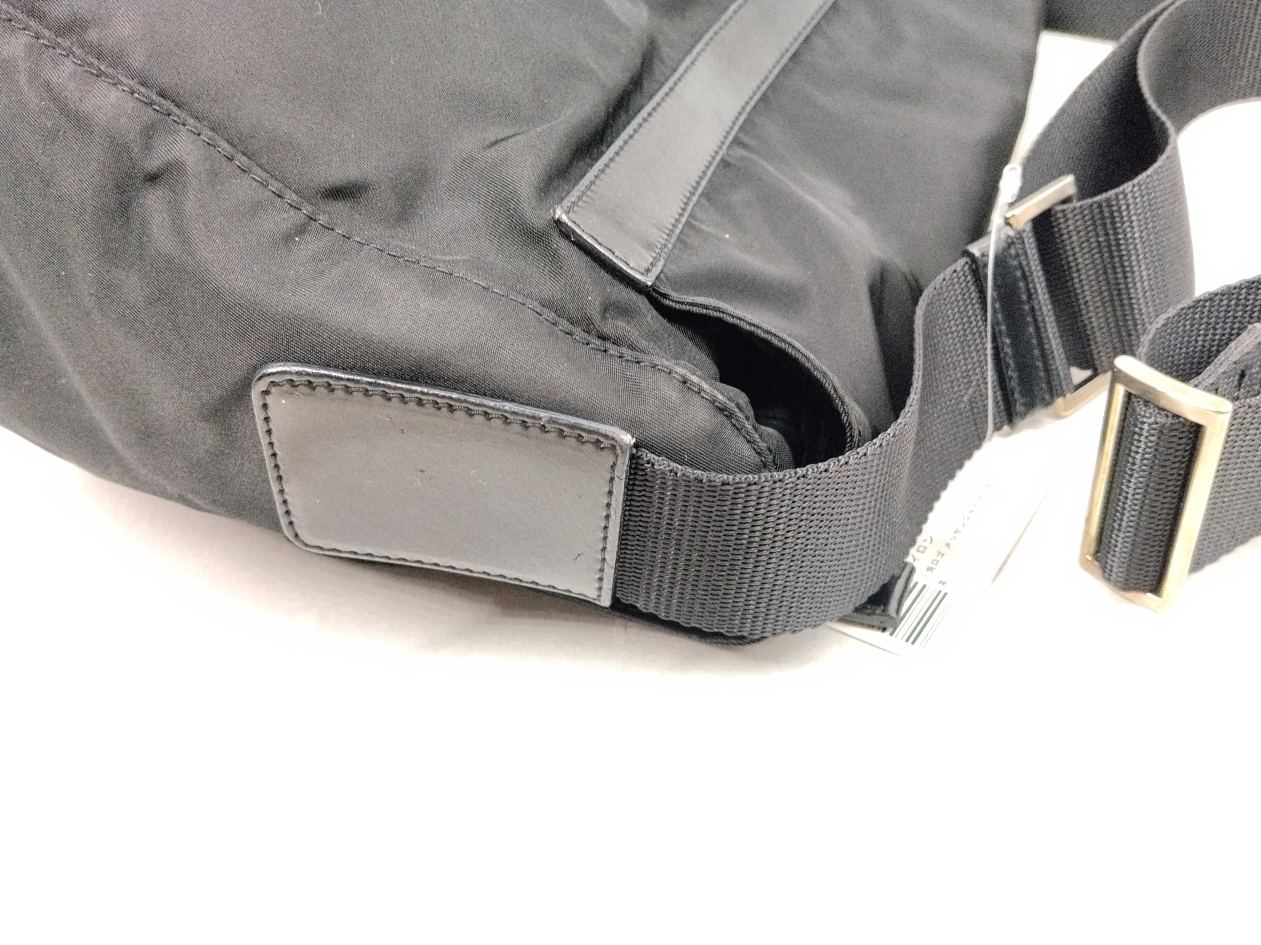 Nylon Triangle Logo Messenger Bag, Black Shoulder Bag — view 5
