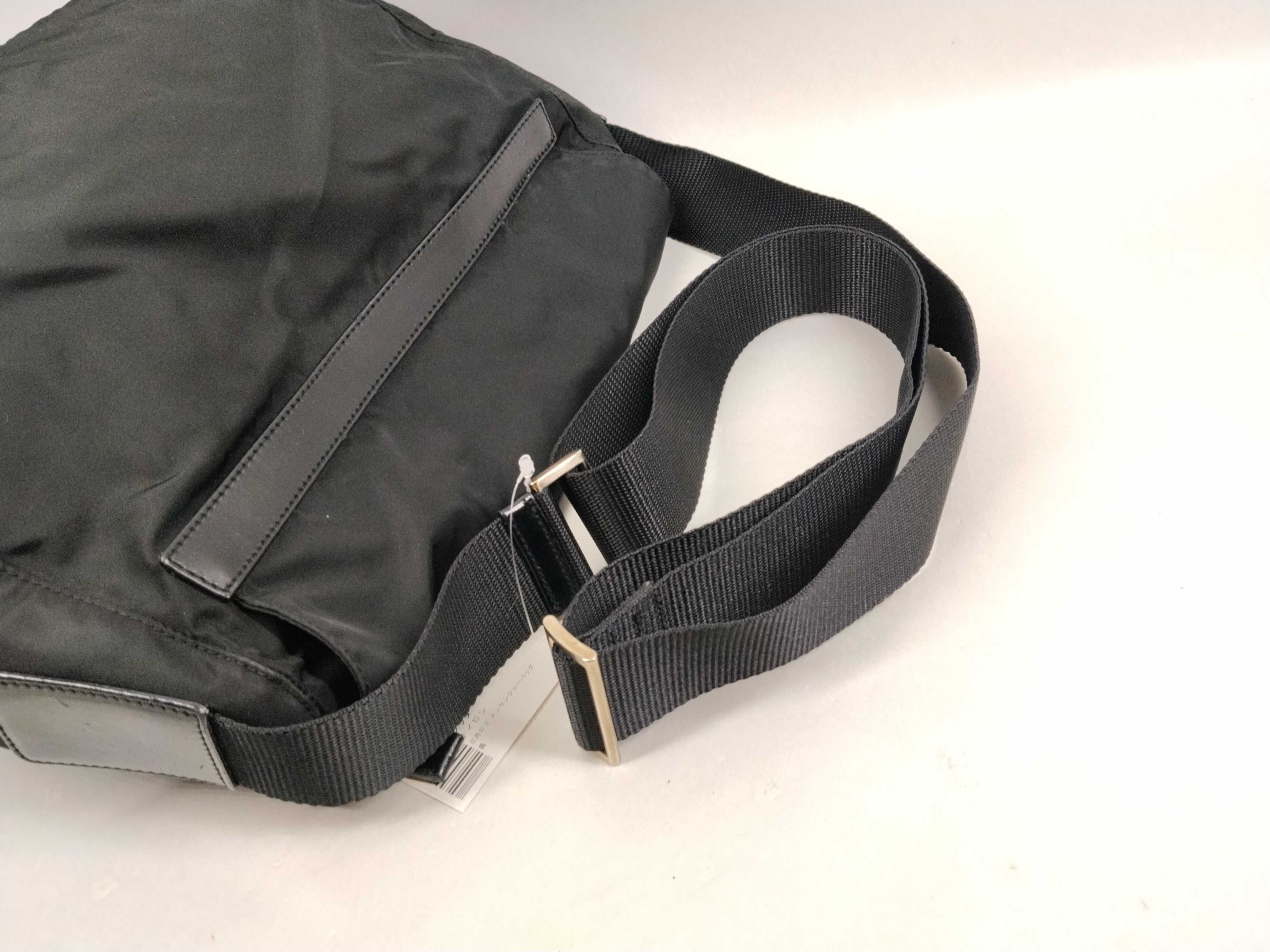 Nylon Triangle Logo Messenger Bag, Black Shoulder Bag — view 6