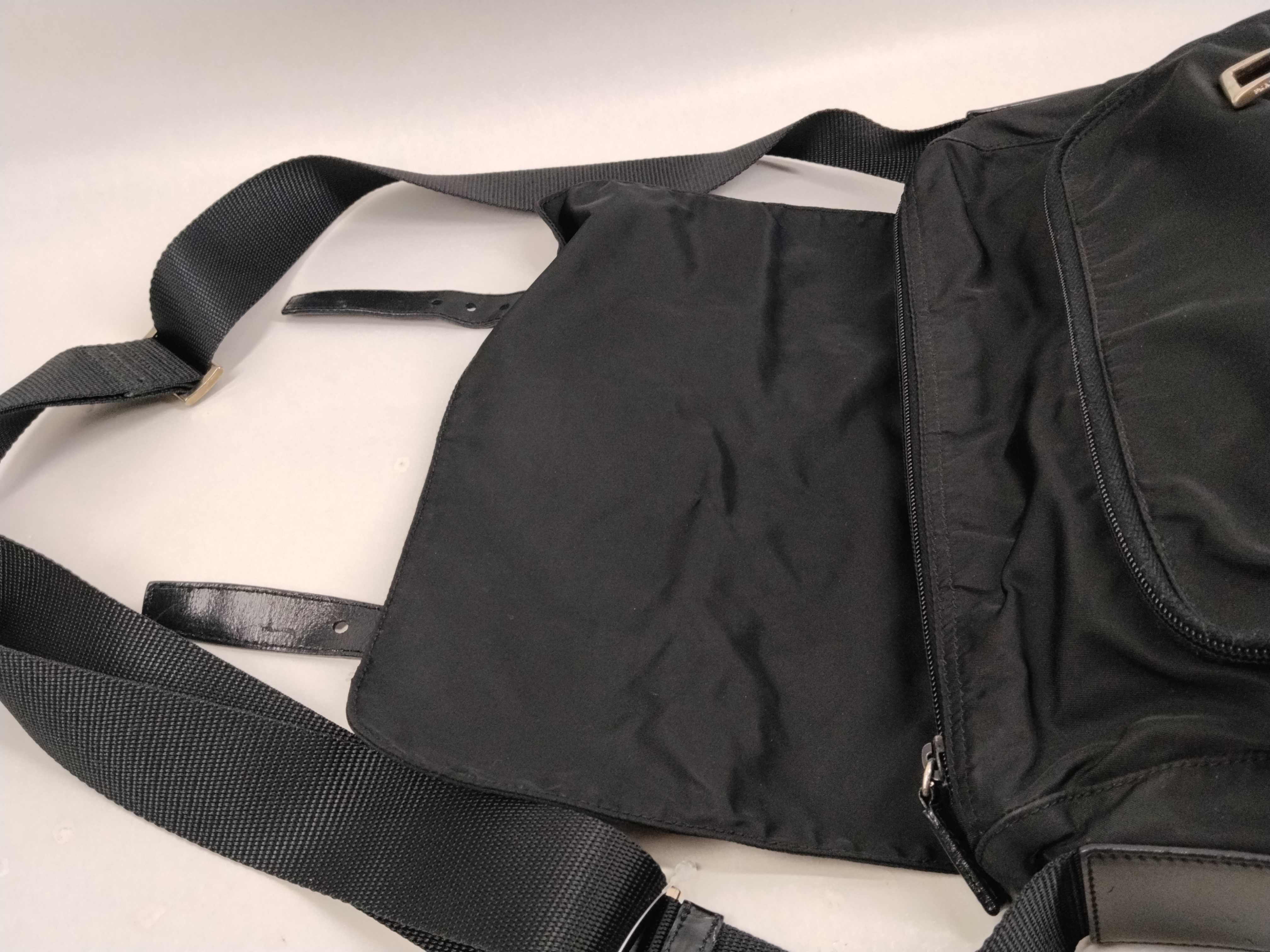 Nylon Triangle Logo Messenger Bag, Black Shoulder Bag — view 9