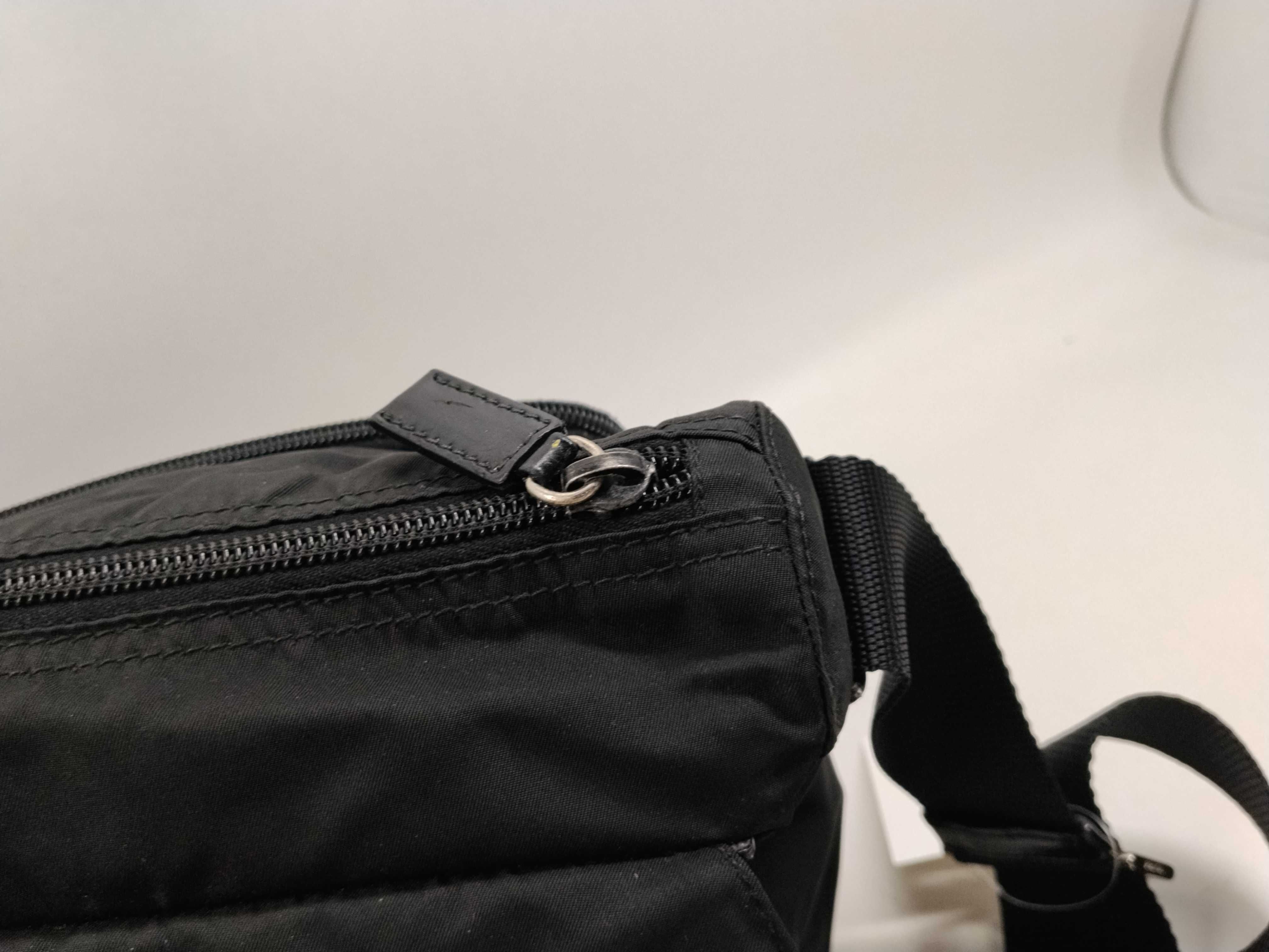 Nylon Triangle Logo Messenger Bag, Black Shoulder Bag — view 10