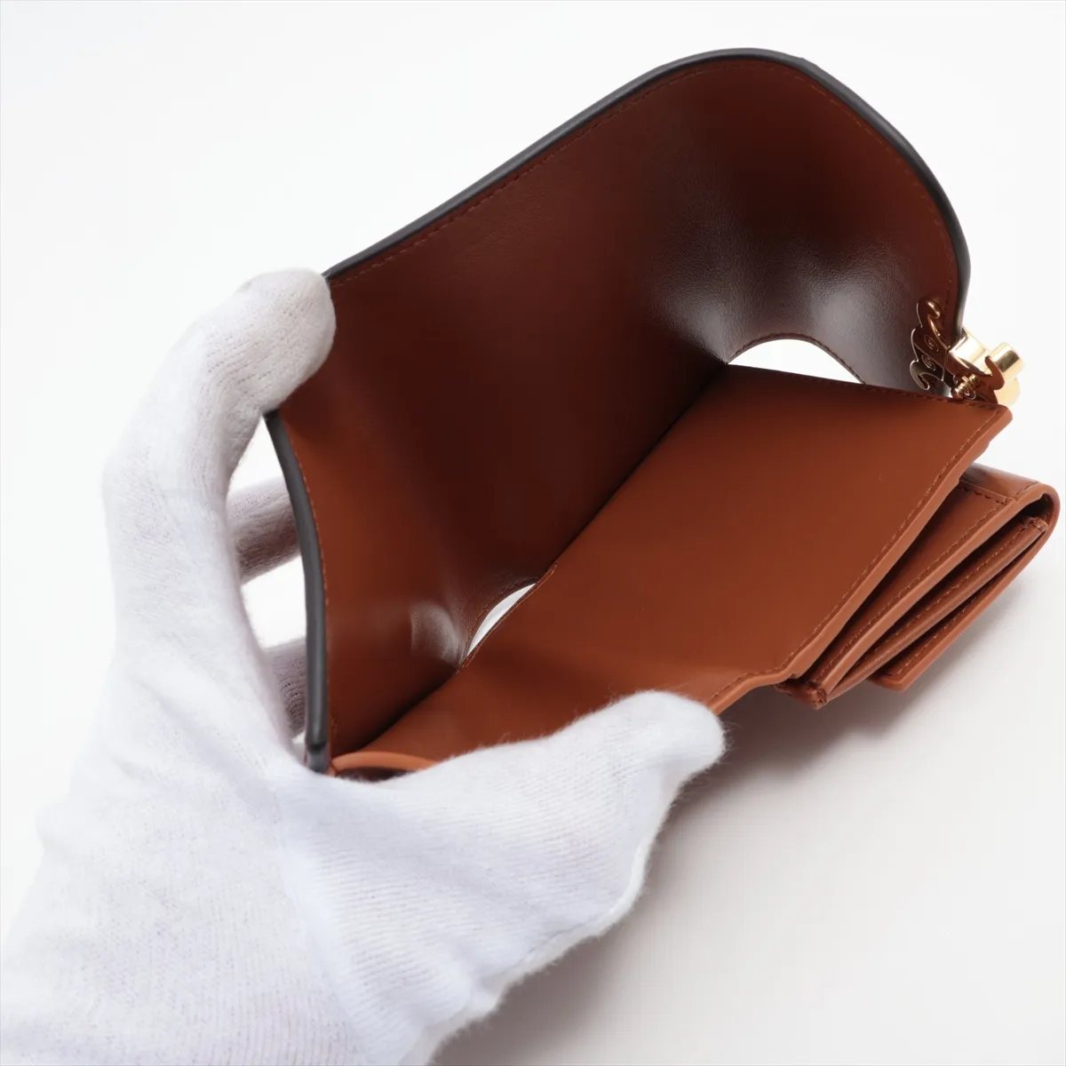 Triomphe Small Flap Wallet Leather Compact Wallet Brown — view 7