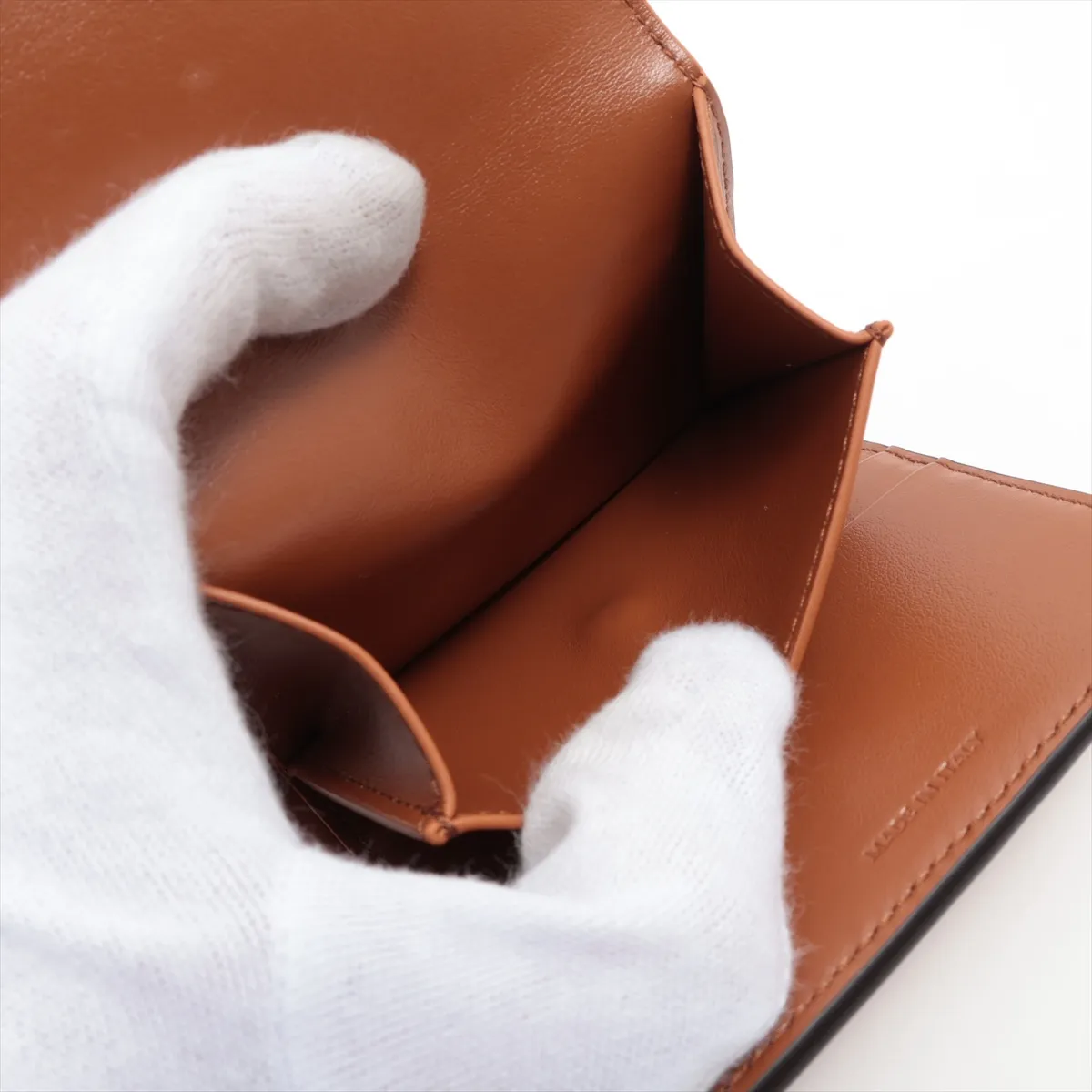 Triomphe Small Flap Wallet Leather Compact Wallet Brown — view 8