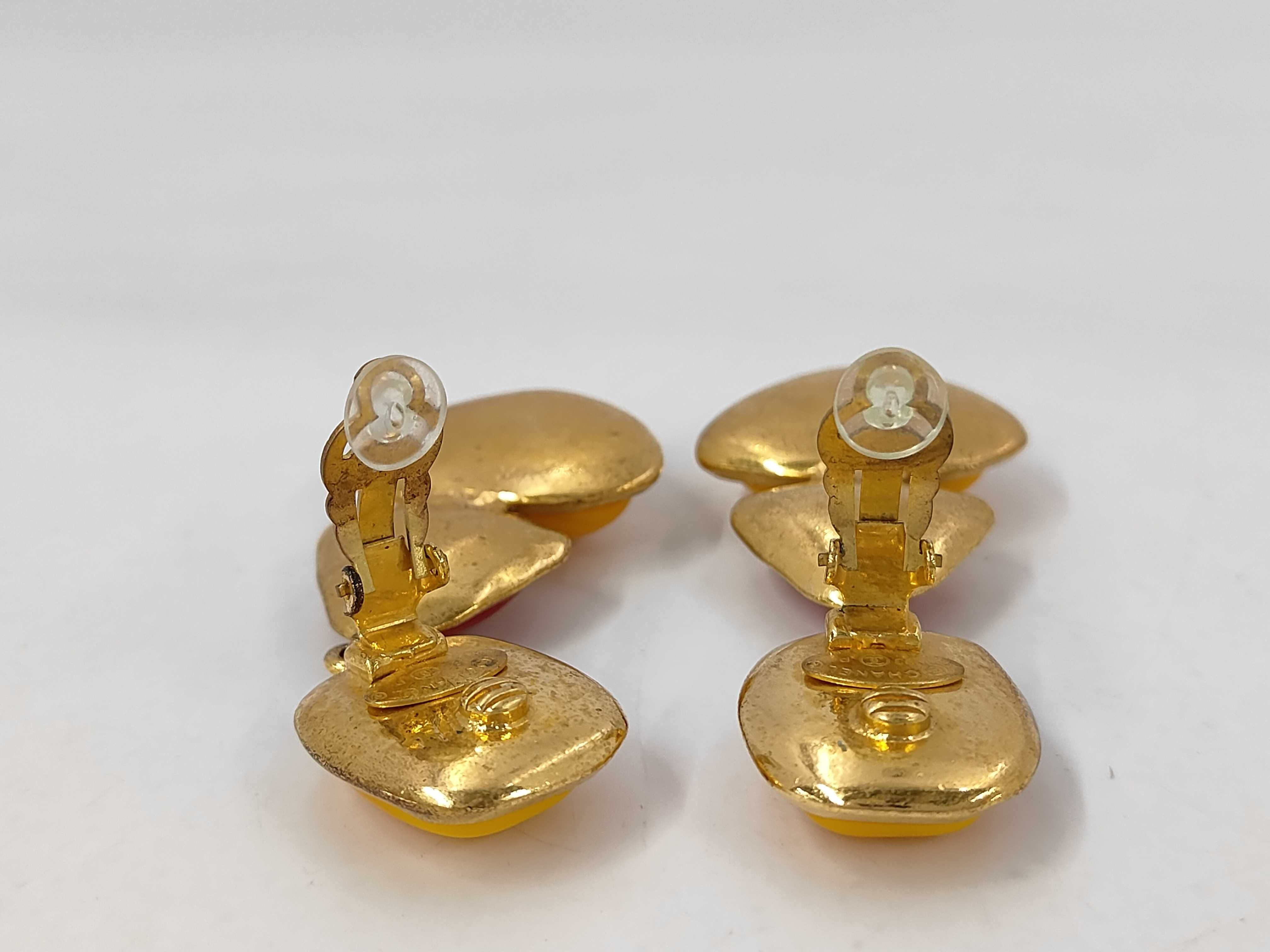 earrings, colored gemstone earrings in yellow, red, and gold. — view 2