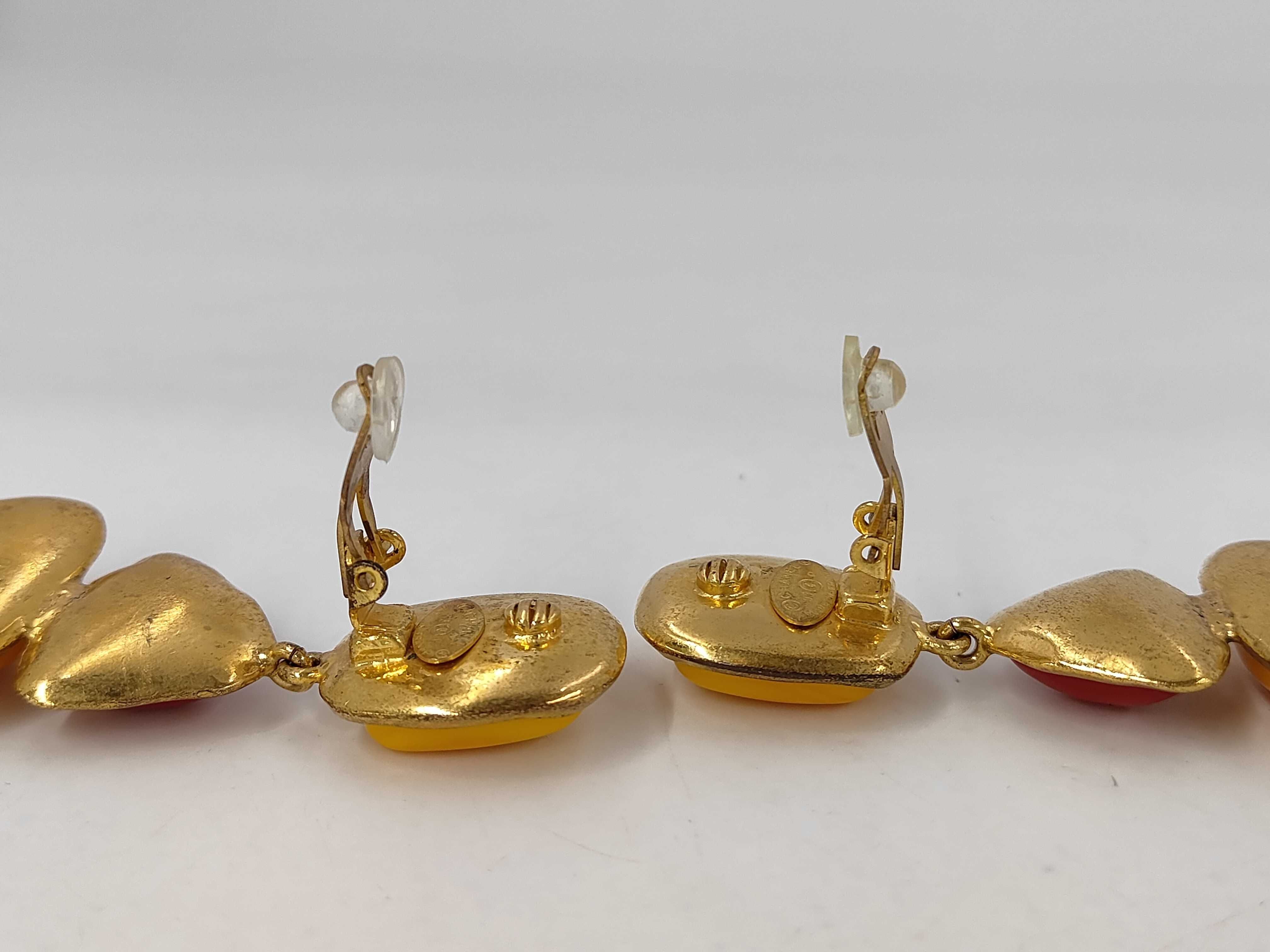 earrings, colored gemstone earrings in yellow, red, and gold. — view 3